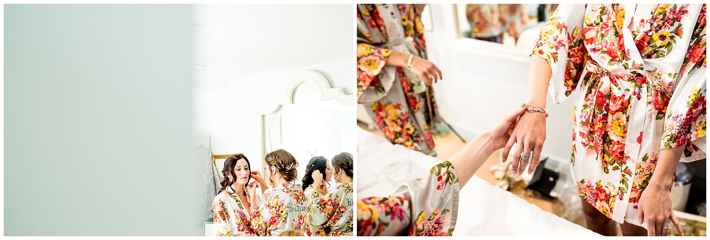 bridesmaids in matching gowns