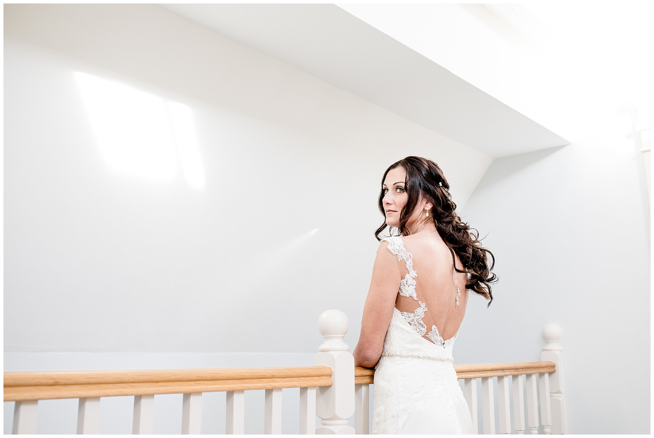 bride in provonias dress at woburn sculpture gallery wedding