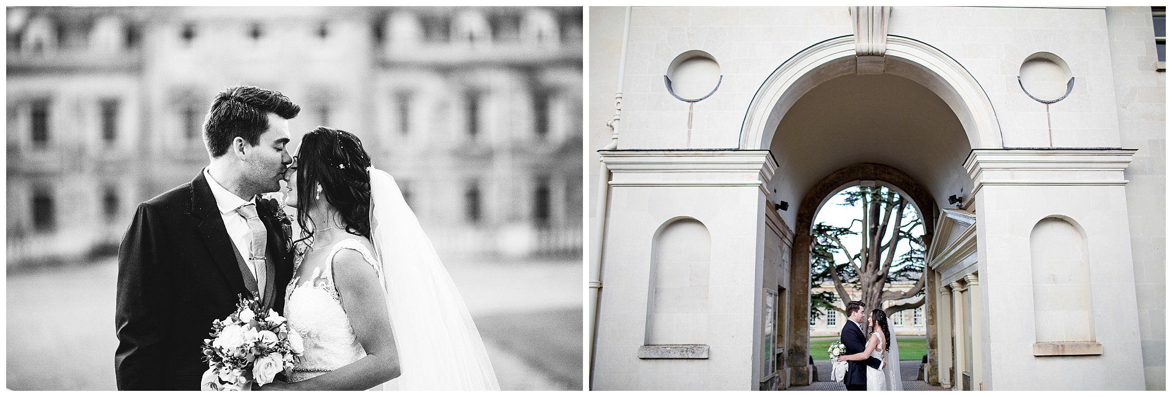 bride and groom at at a woburn sculpture gallery wedding