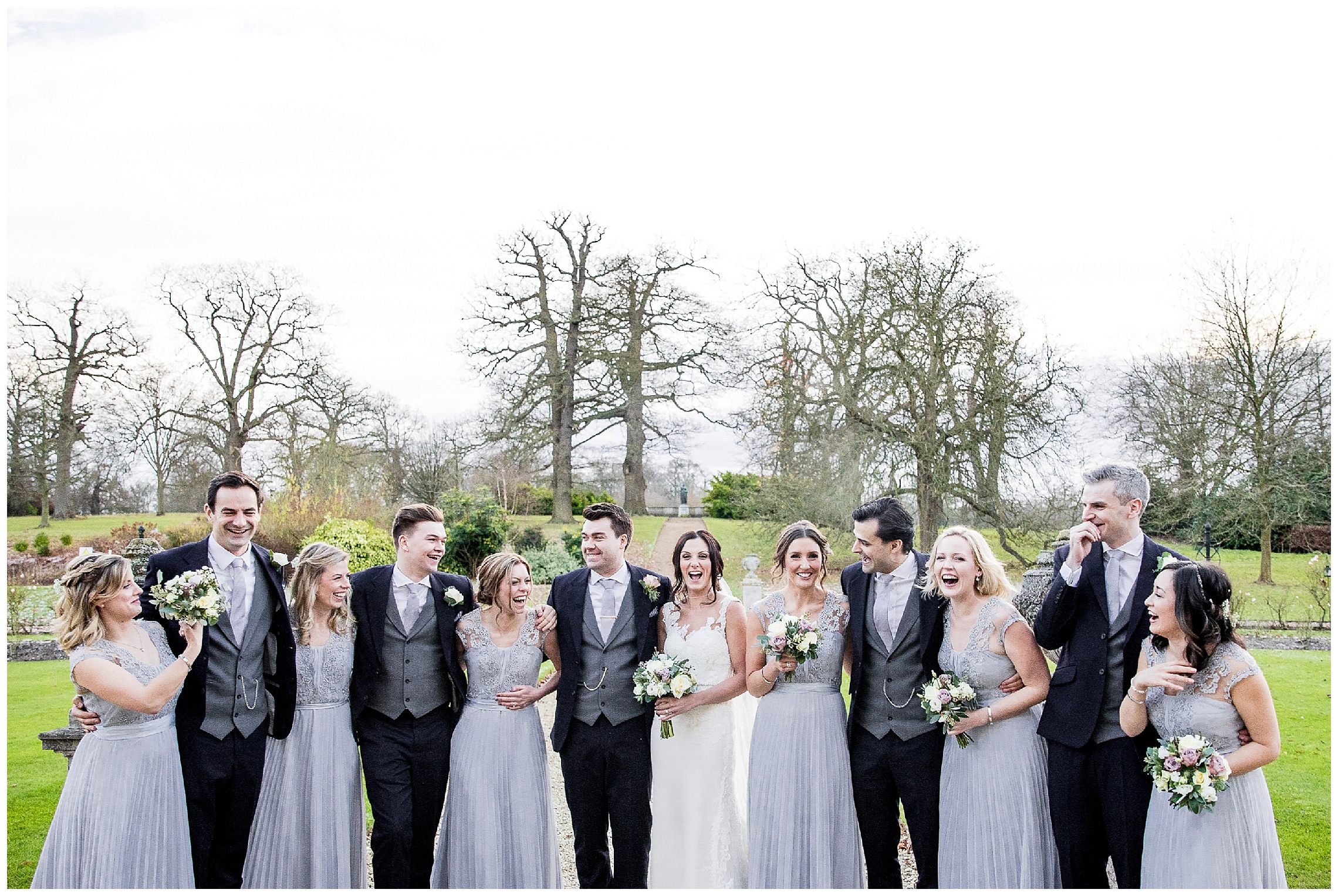 bridesmaids and groomsmen at a woburn sculpture gallery wedding