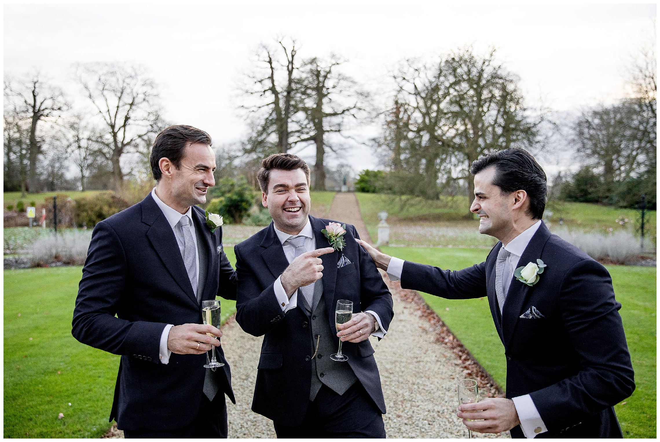 groomsmen at at a woburn sculpture gallery wedding