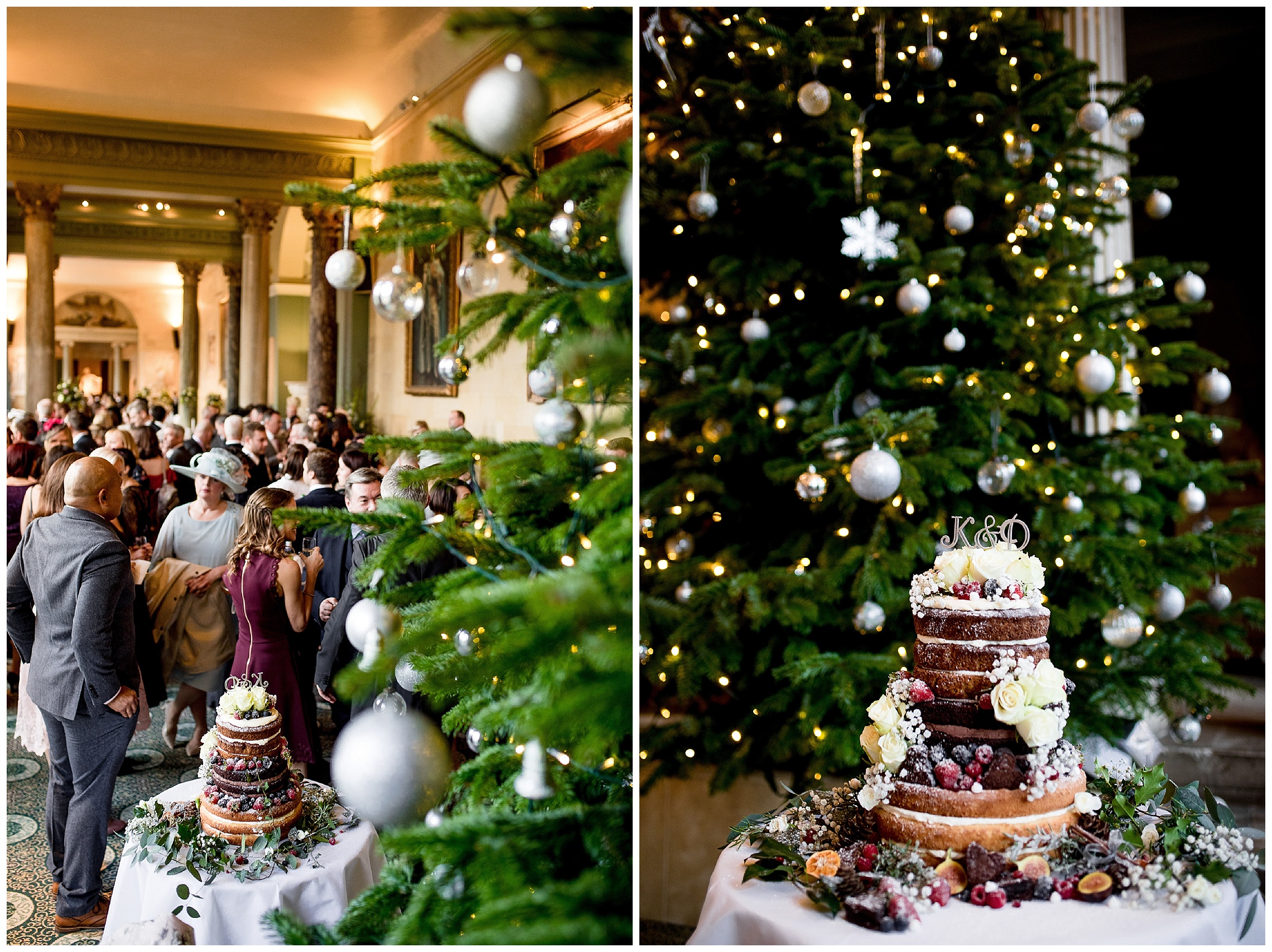 christmas tree at a woburn sculpture gallery wedding