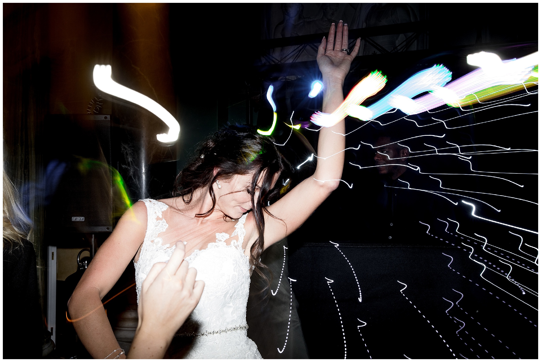 bride on dance floor night photography