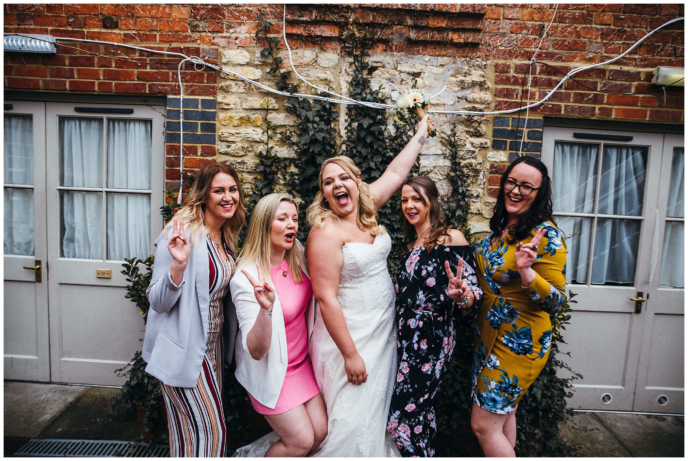 bride and her friends at the cock hotel