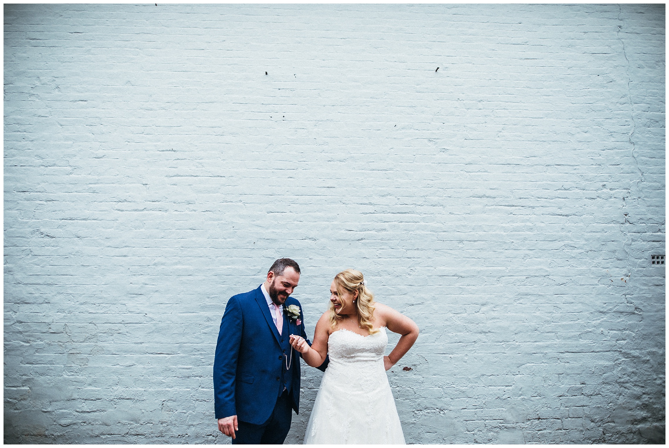 bride and groom relaxed wedding photos at the cock hotel