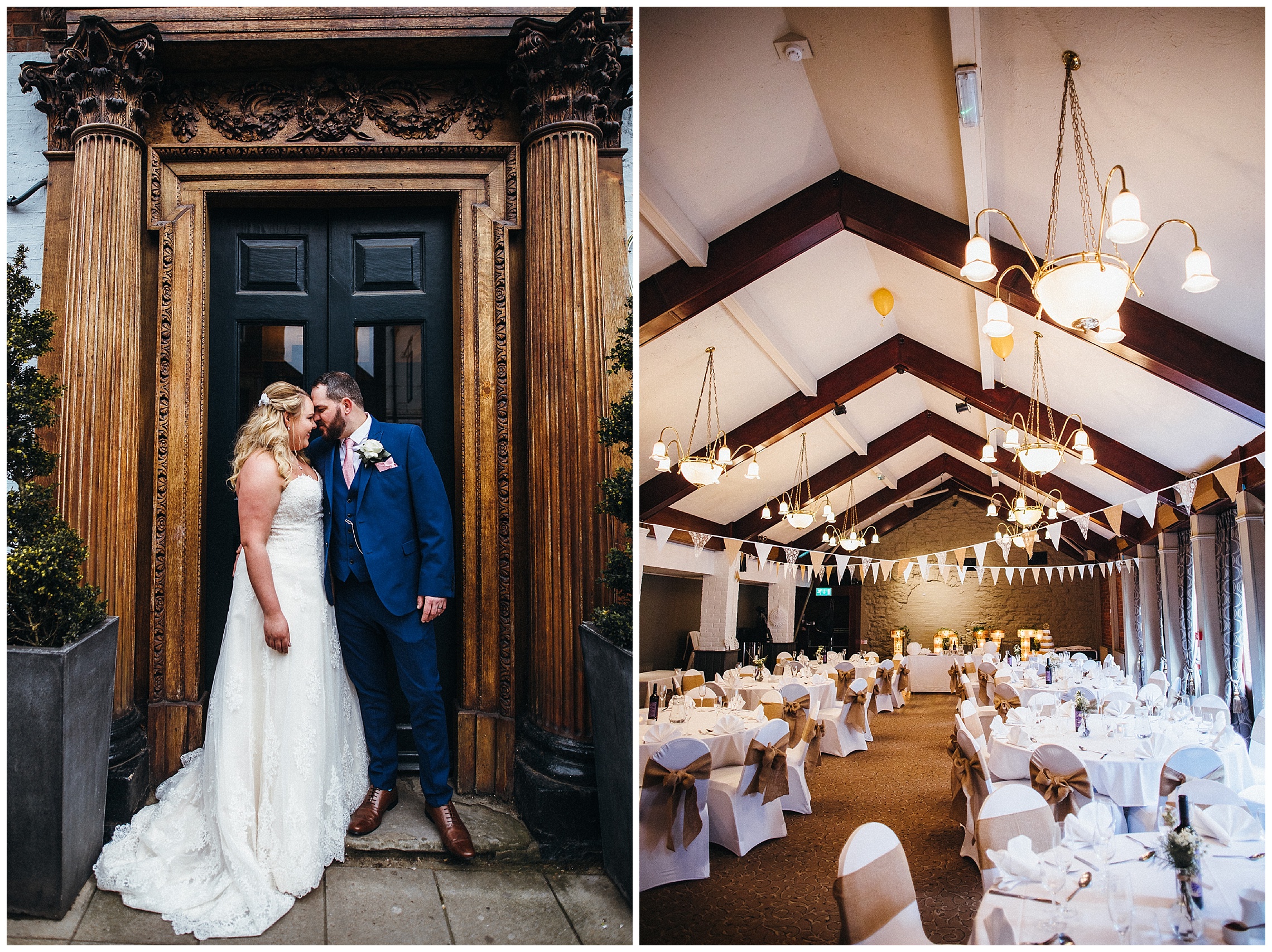 bride and groom at the cock hotel in stony stratford