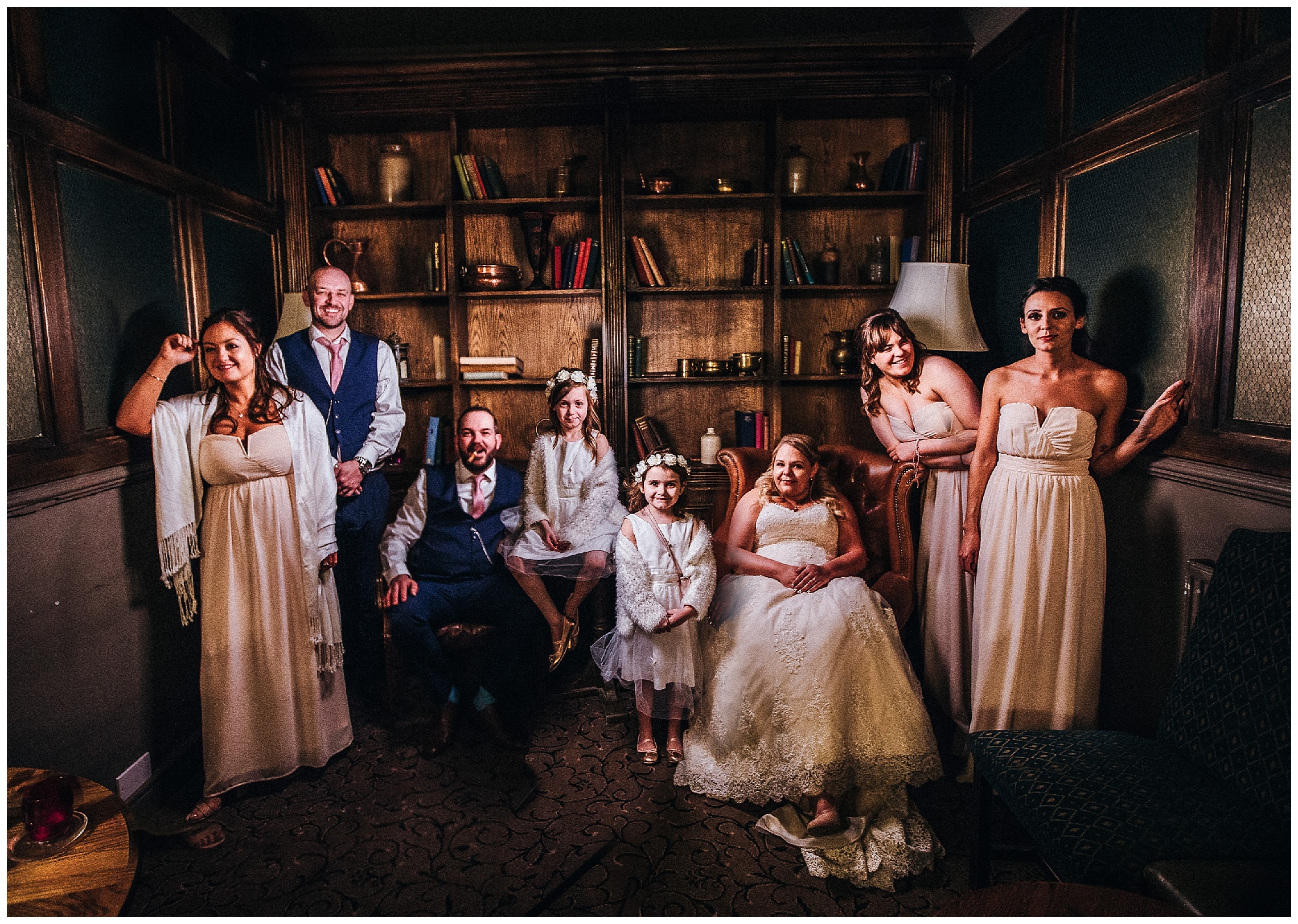 wedding party at cock hotel in stony stratford