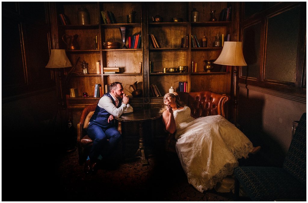 bride and groom in the cock hotel stony stratford wedding