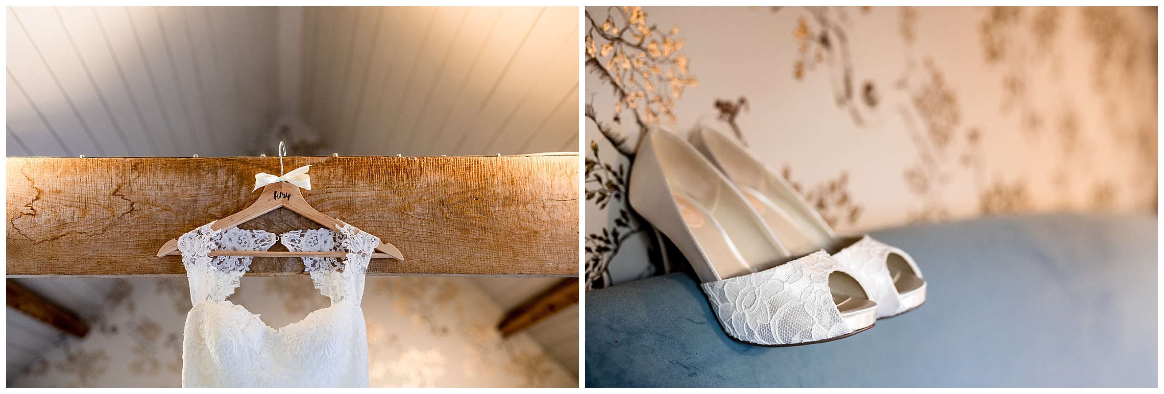 wedding dress and wedding shoes at south farm
