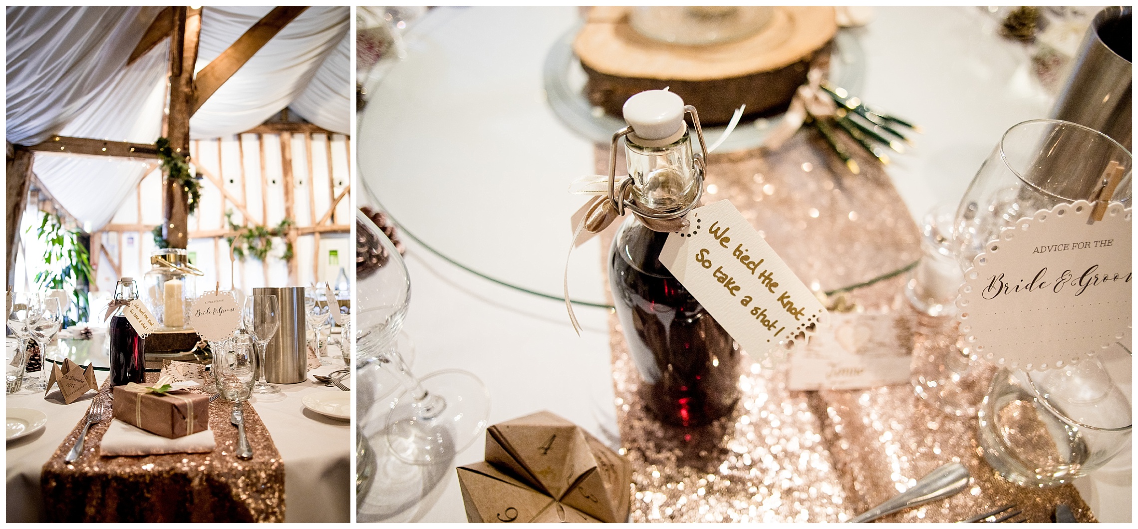 shots of alcohol at south farm for wedding favours