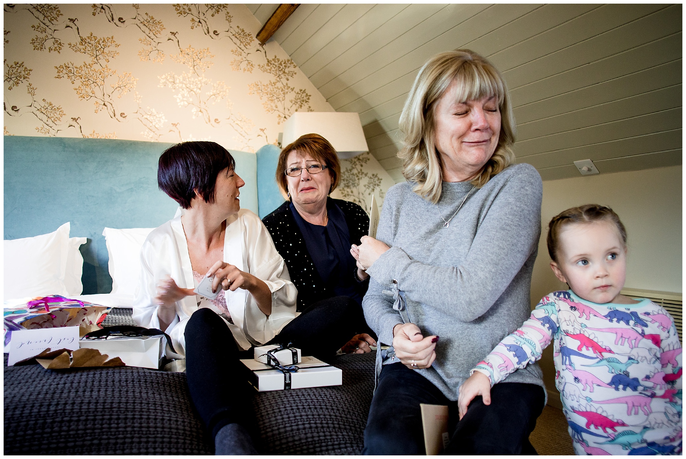 mums get emotional as the bride opens her presents
