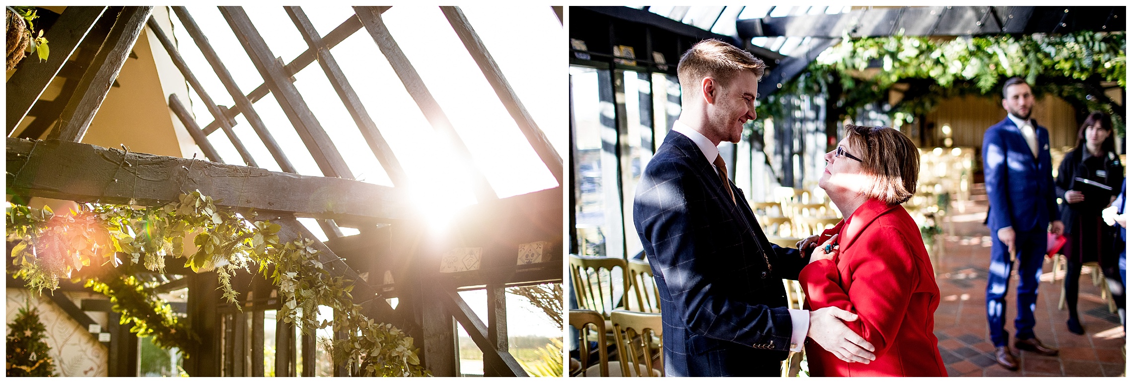 groom welcomes guest to the wedding