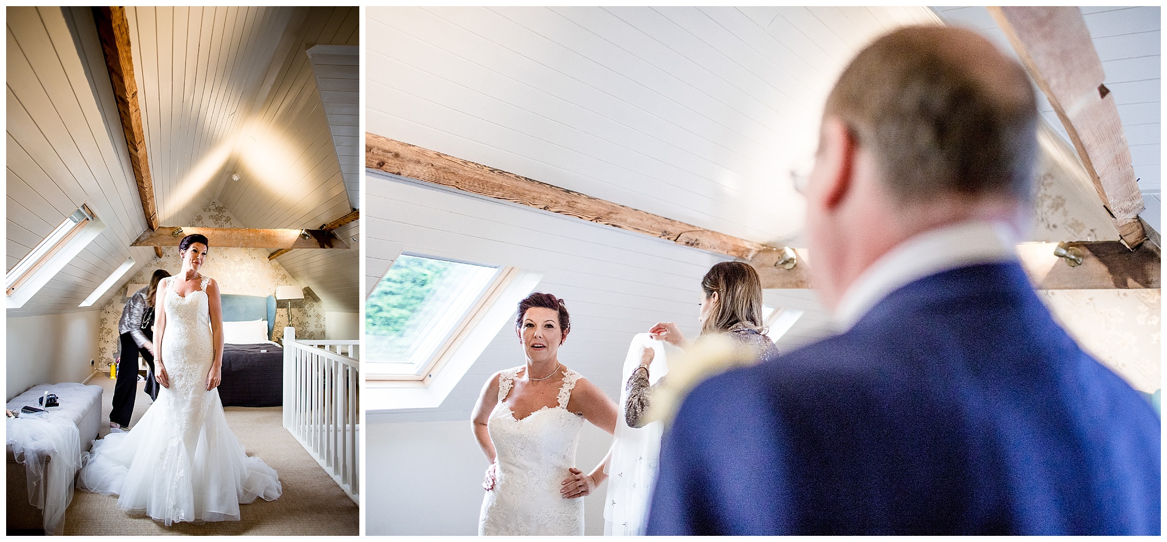 bride is revealed to her father at south farm