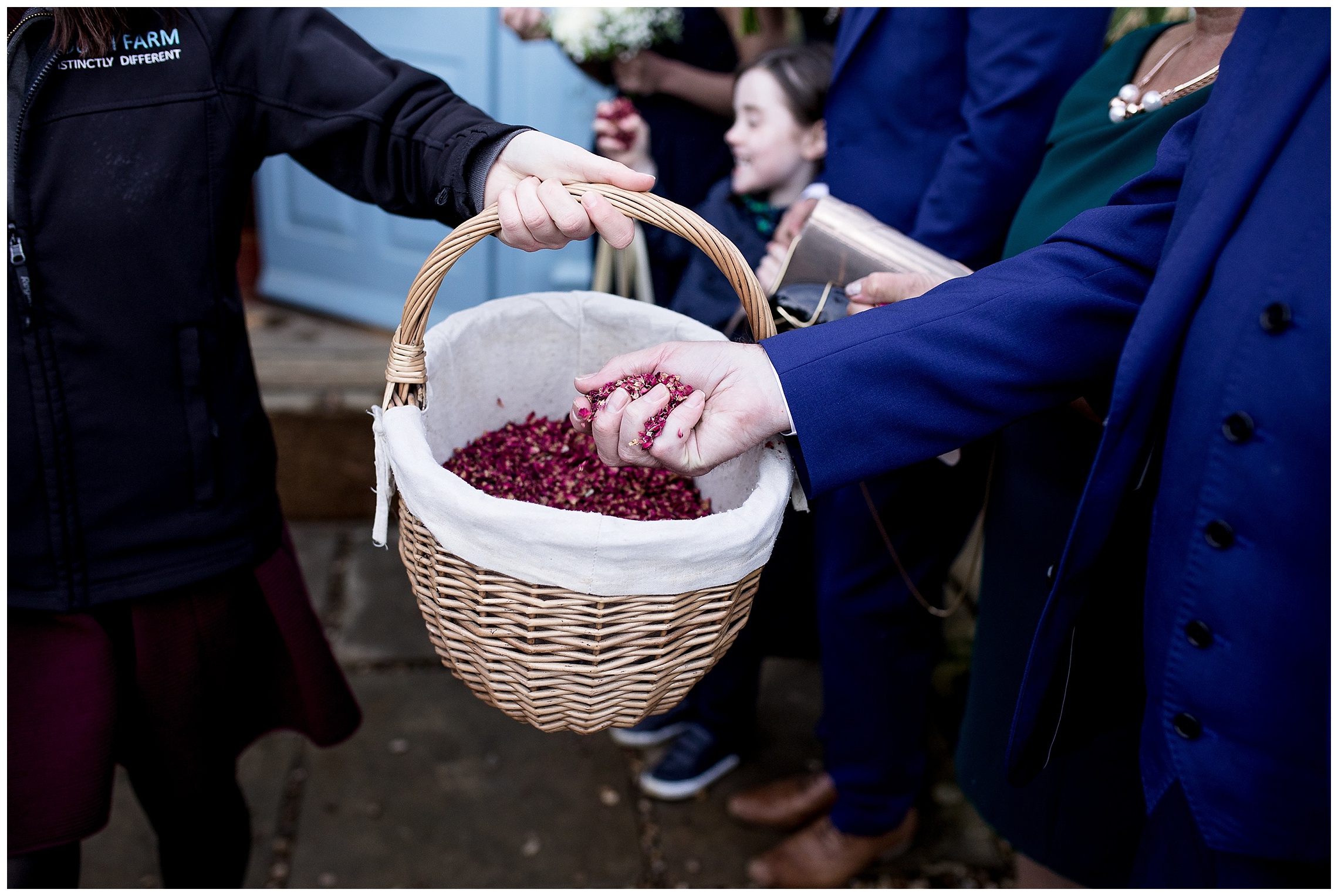real petal confetti at south farm in a basket