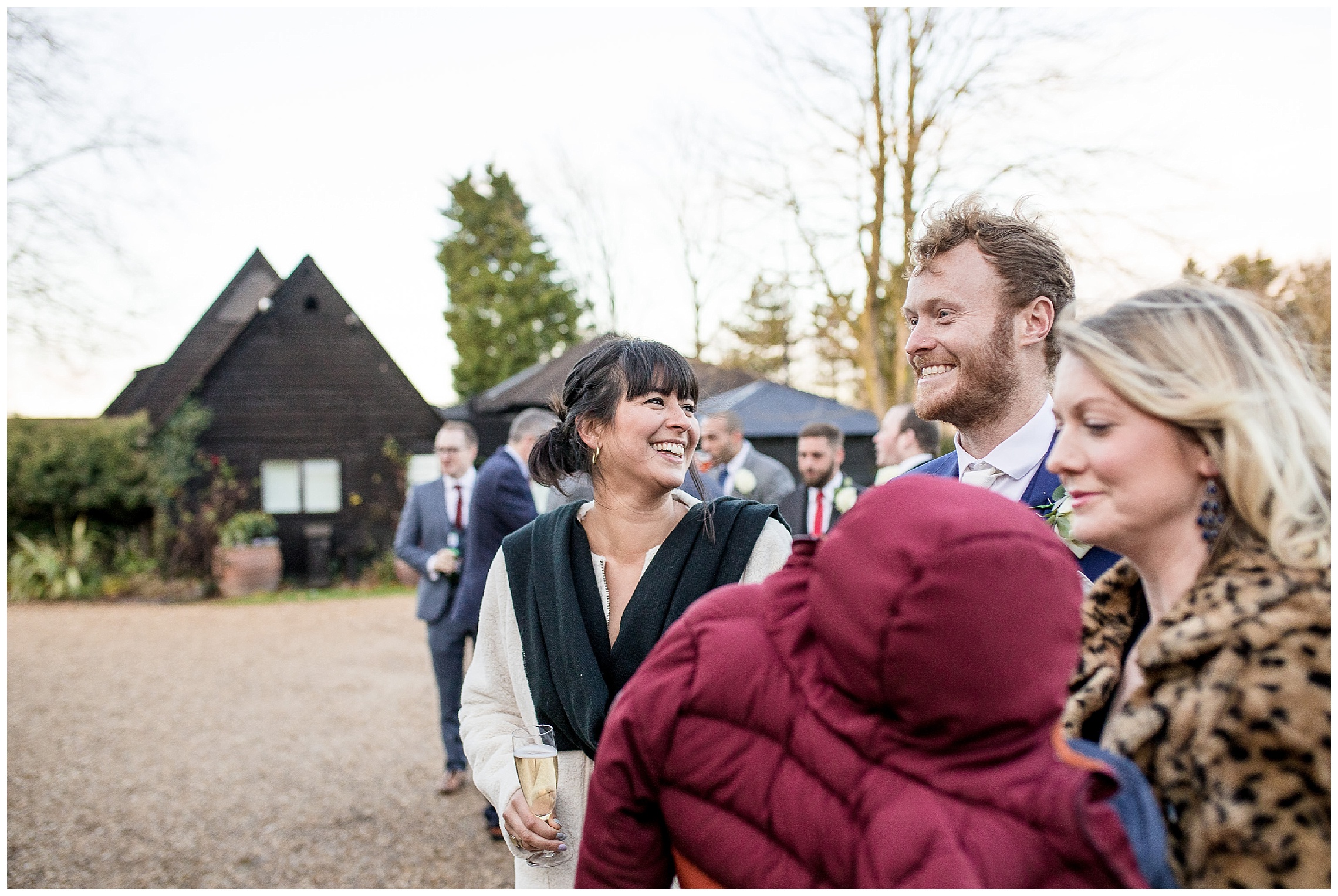 guests mingling and laughing together at south farm