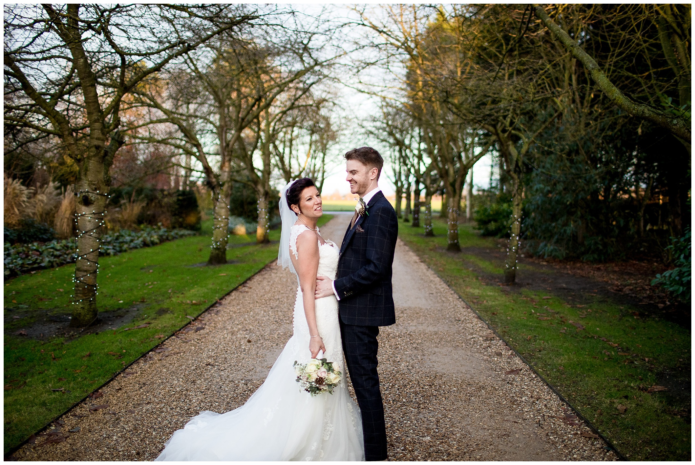 bride and groom laugh together at south farm