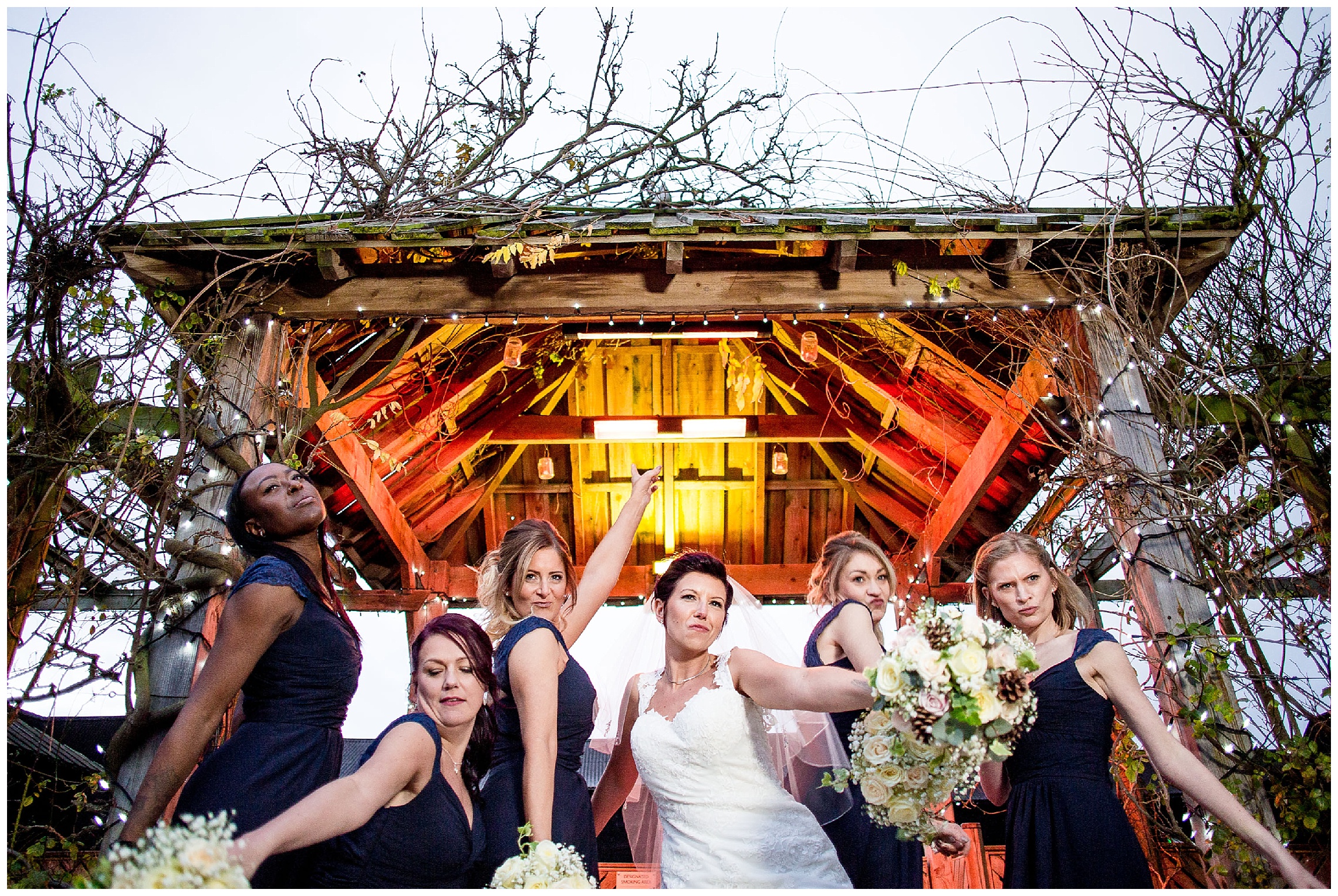 bride and bridesmaids at south farm