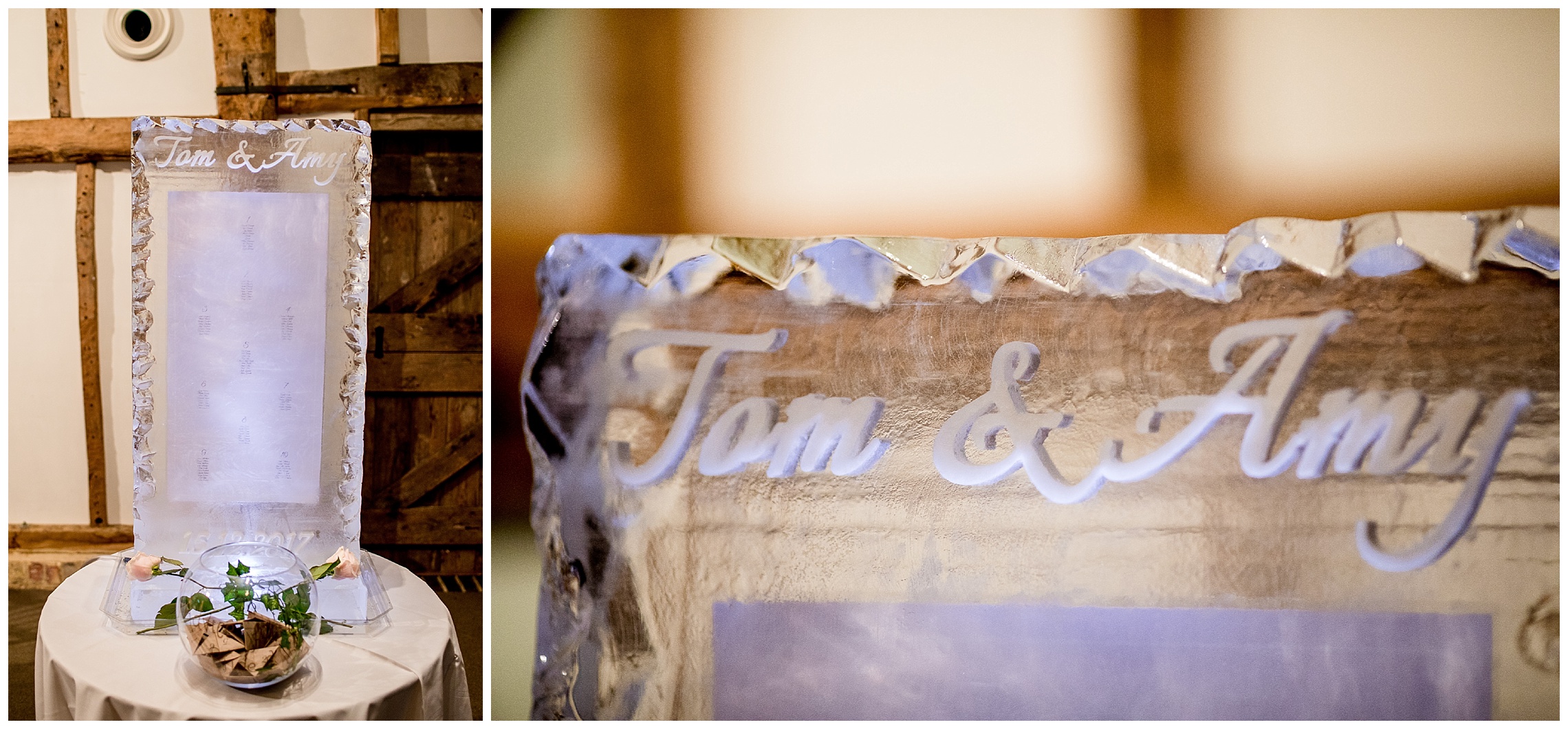 wedding table plan ice sculpture