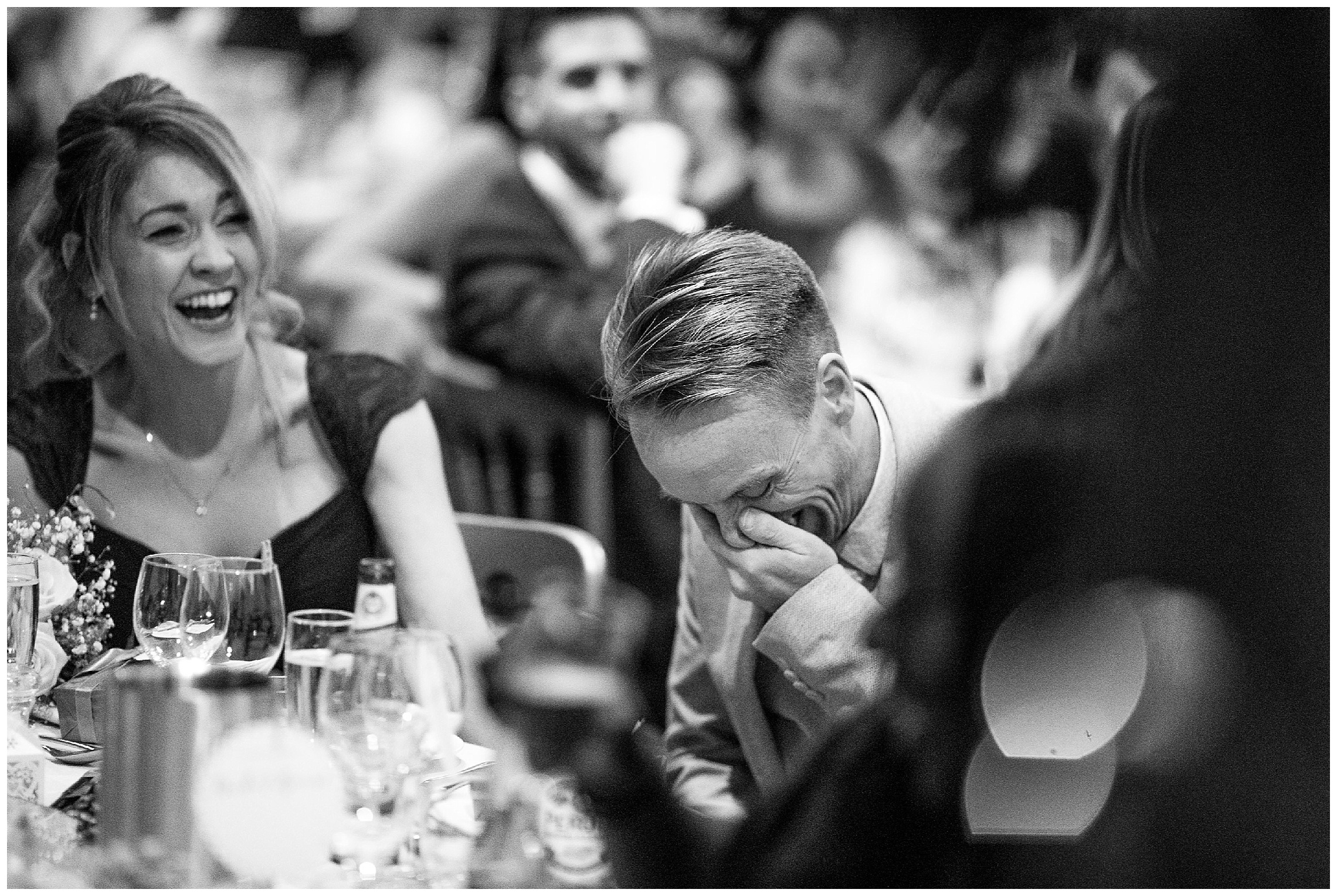 wedding guest laughing uncontrollably at south farm