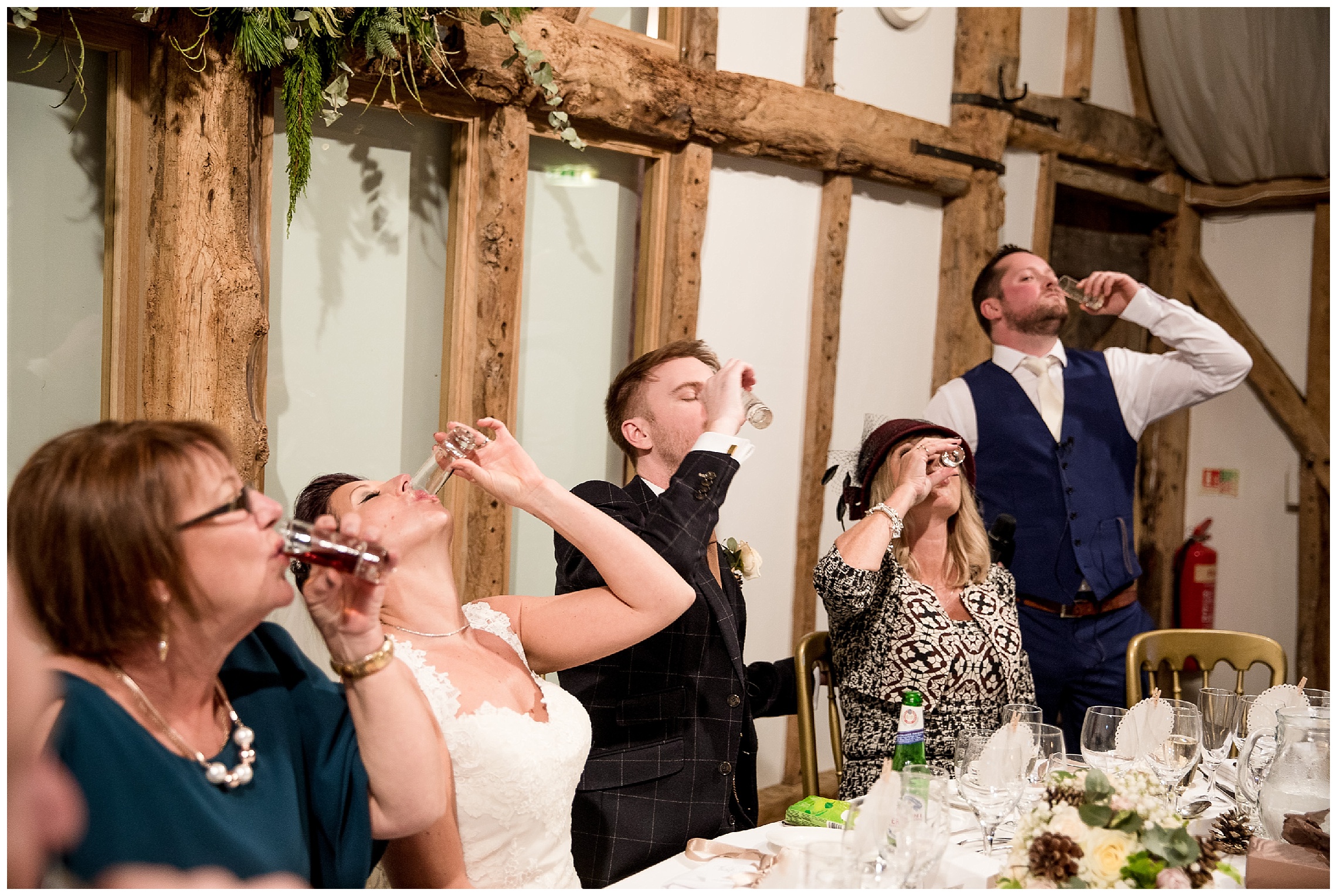 top table do shots at the end of the speeches at south farm
