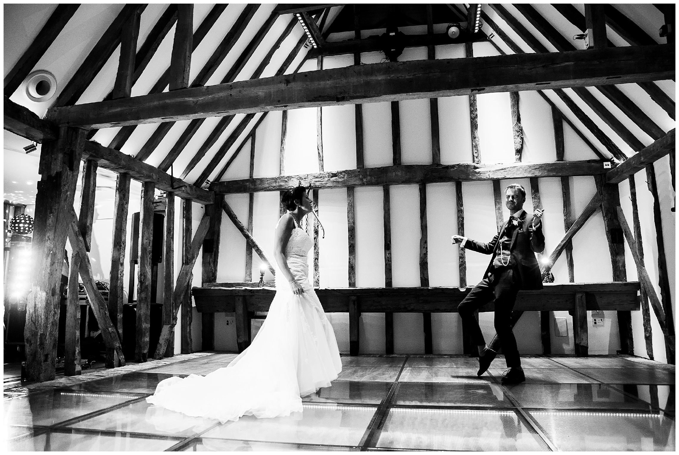 bride and groom start their first dance at south farm