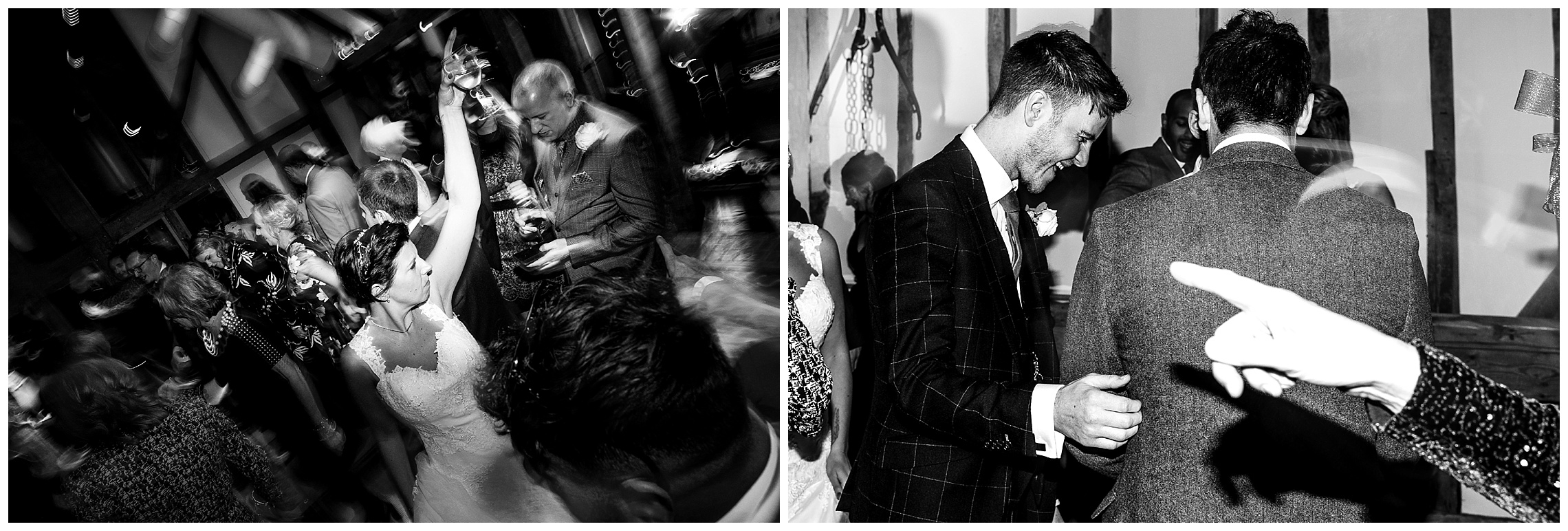 bride and groom dancing with their friends at south farm