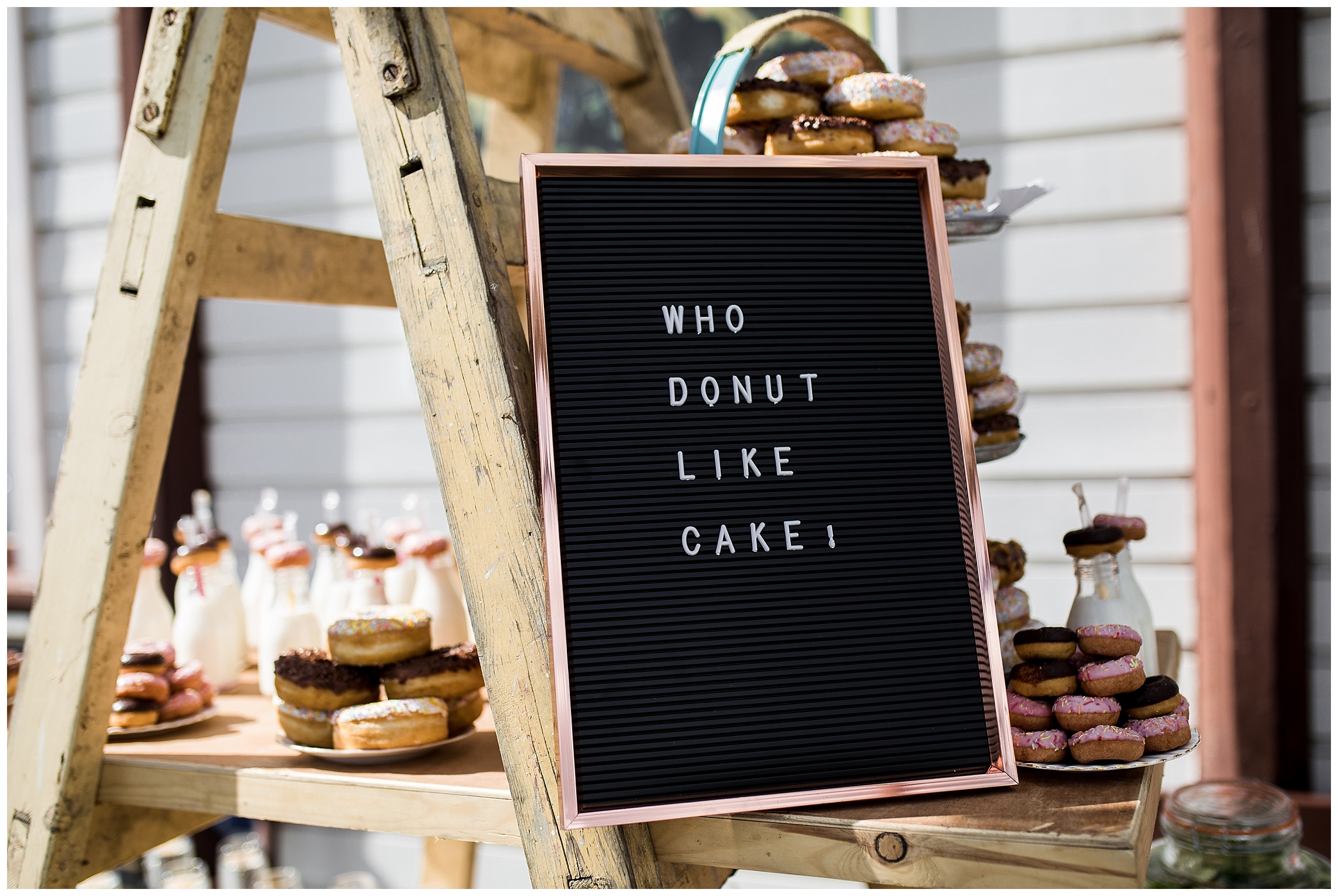 doughnuts wedding favours with milkshake at bucks railway centre