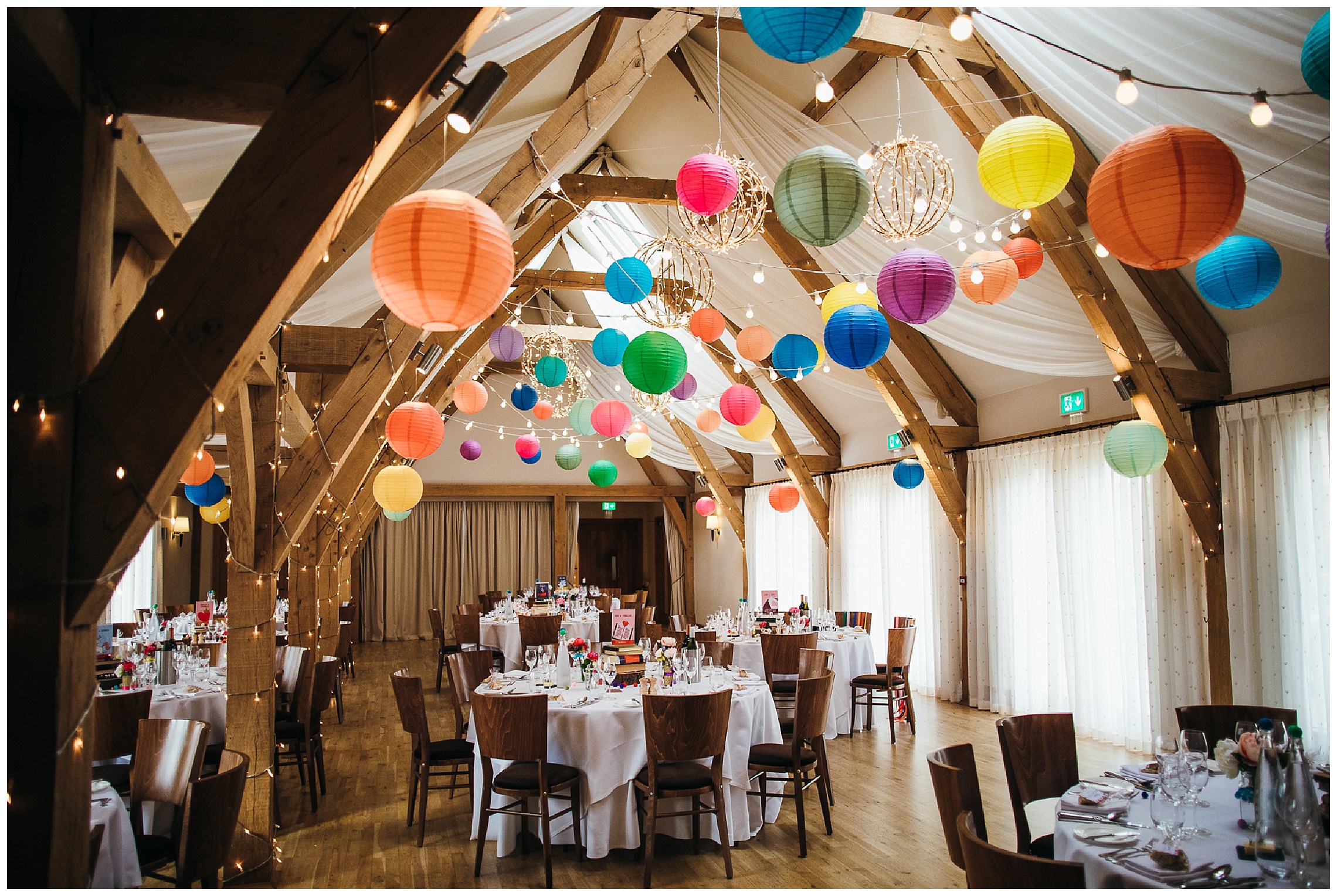 colourful lanterns at bassmead manor