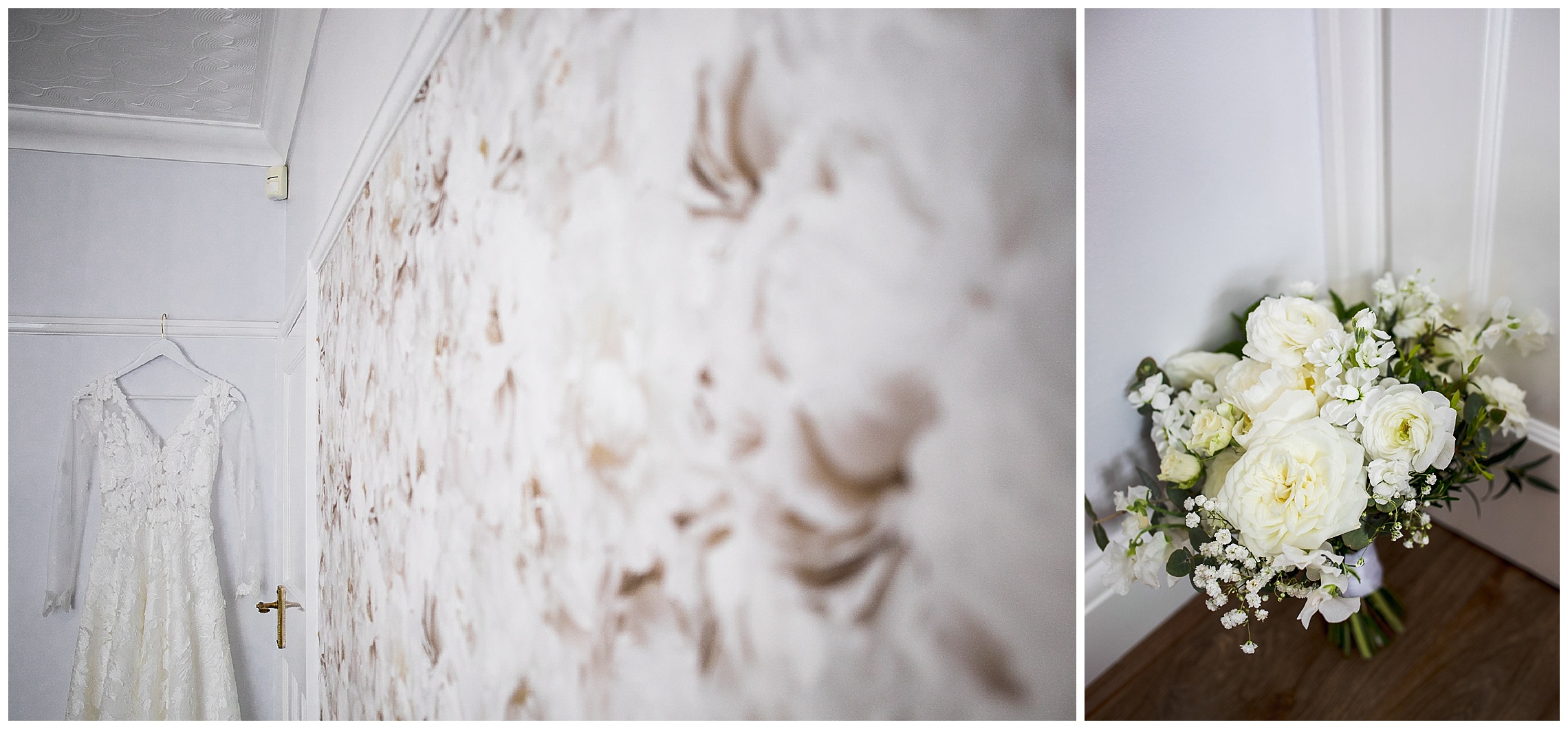 peony wallpaper with wedding dress against it, and white flowers