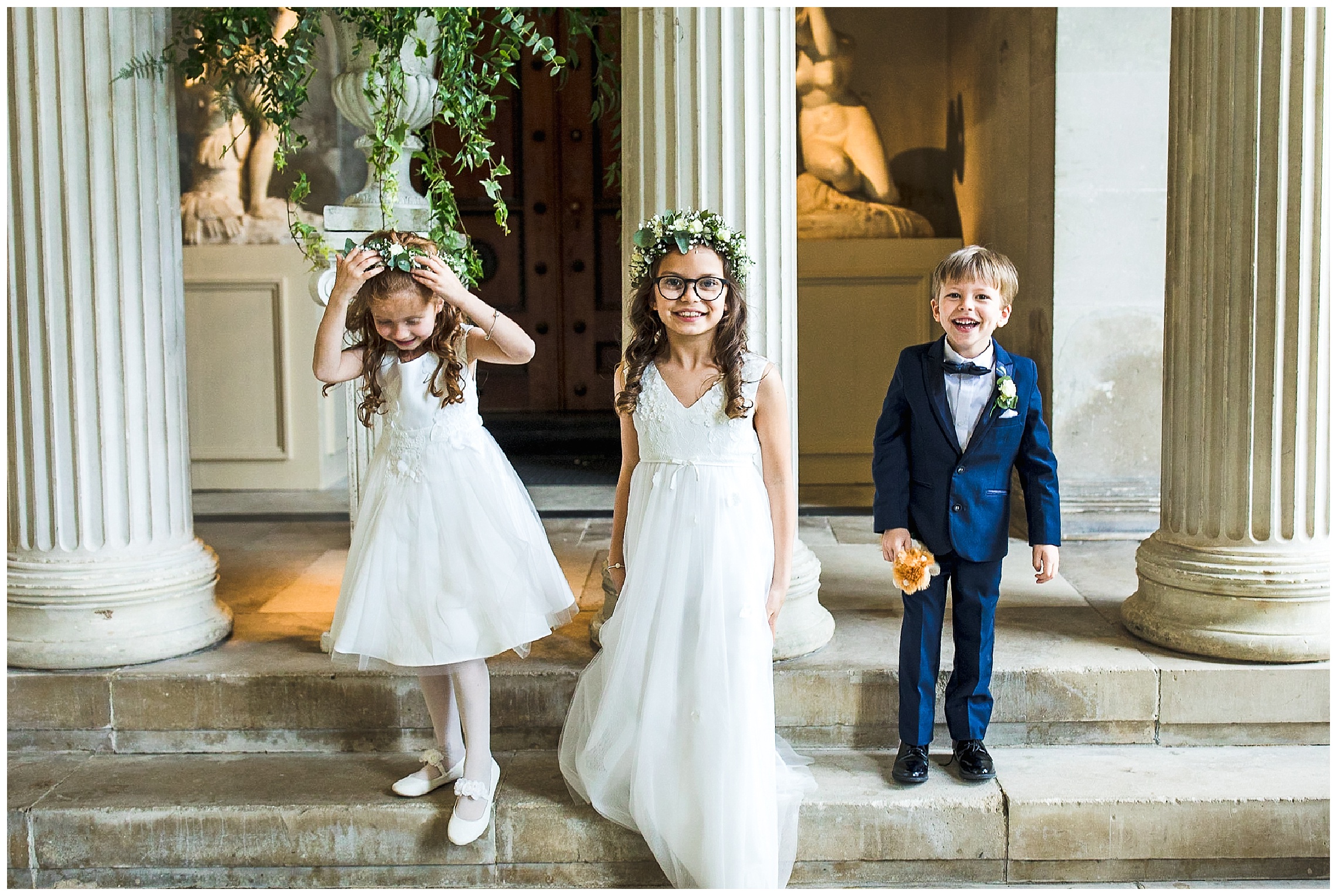 flower girls playing together in woburn