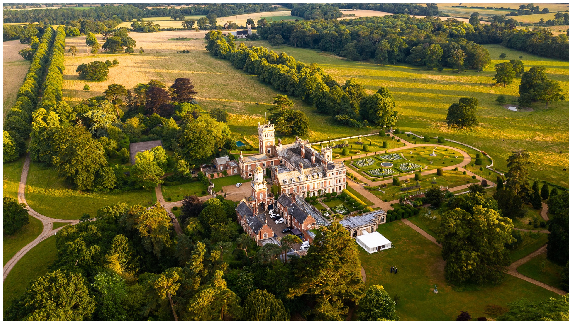 sunset over somerleyton hall