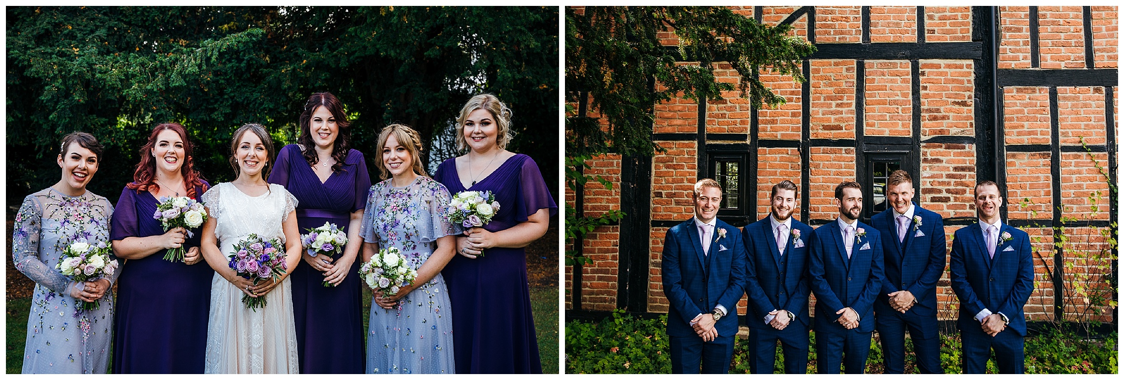 bridesmaids and groomsmen at barns