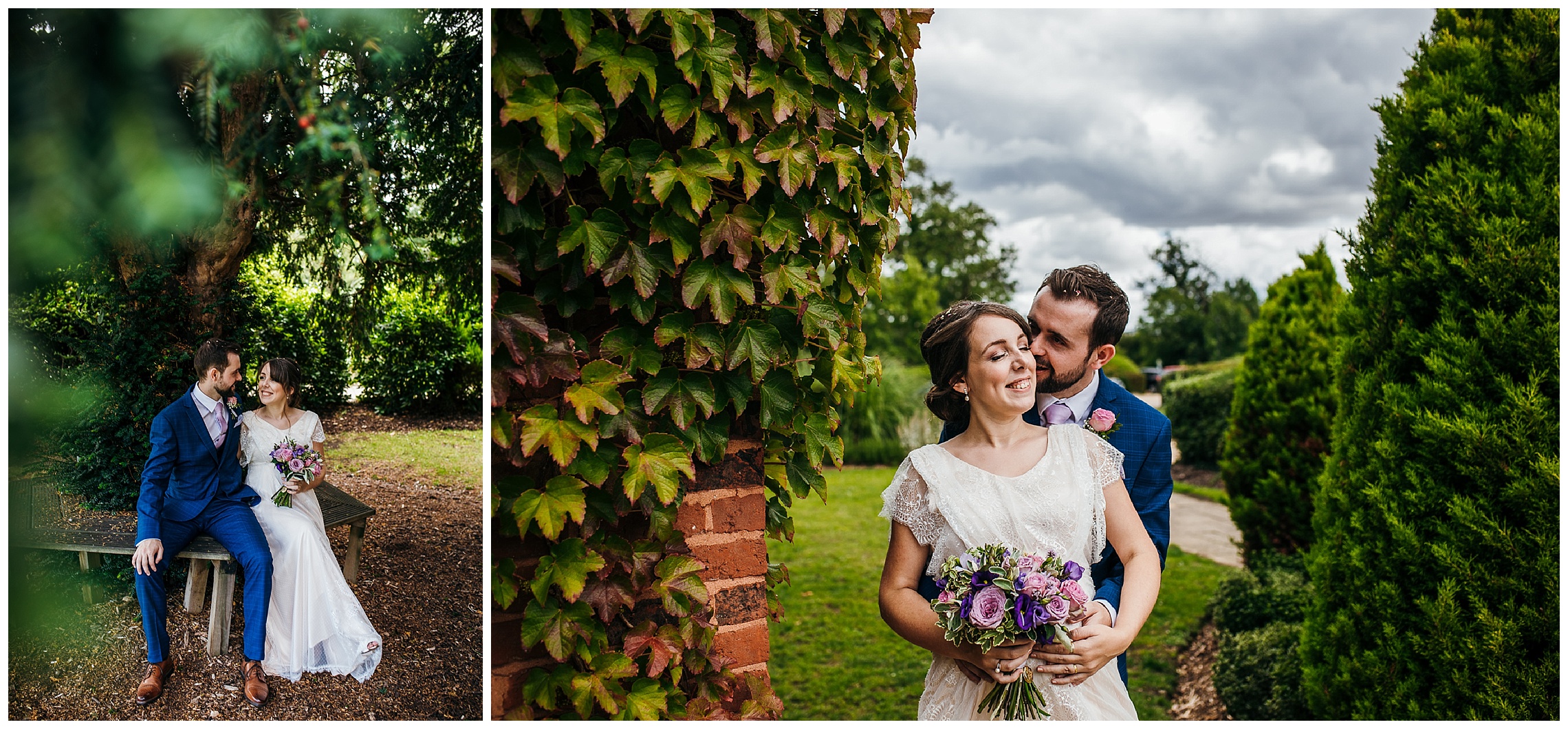 bride and groom kissing at barns hotel