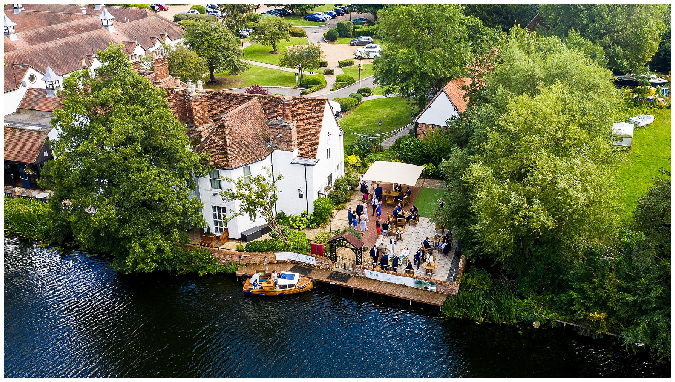 aerial shot of barns hotel bedford by the river