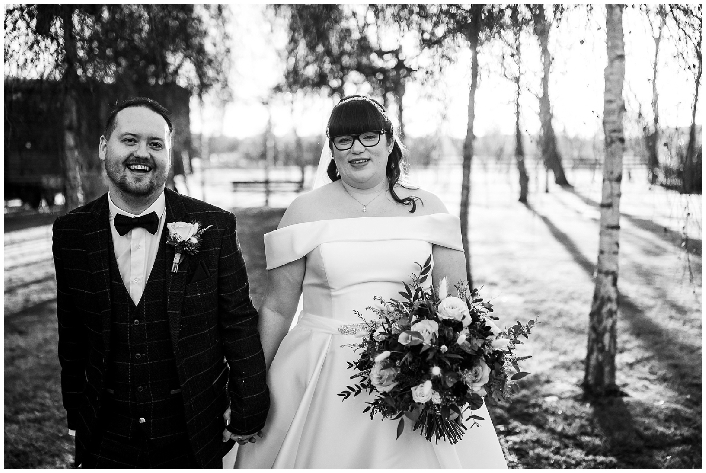 bride and groom walk together