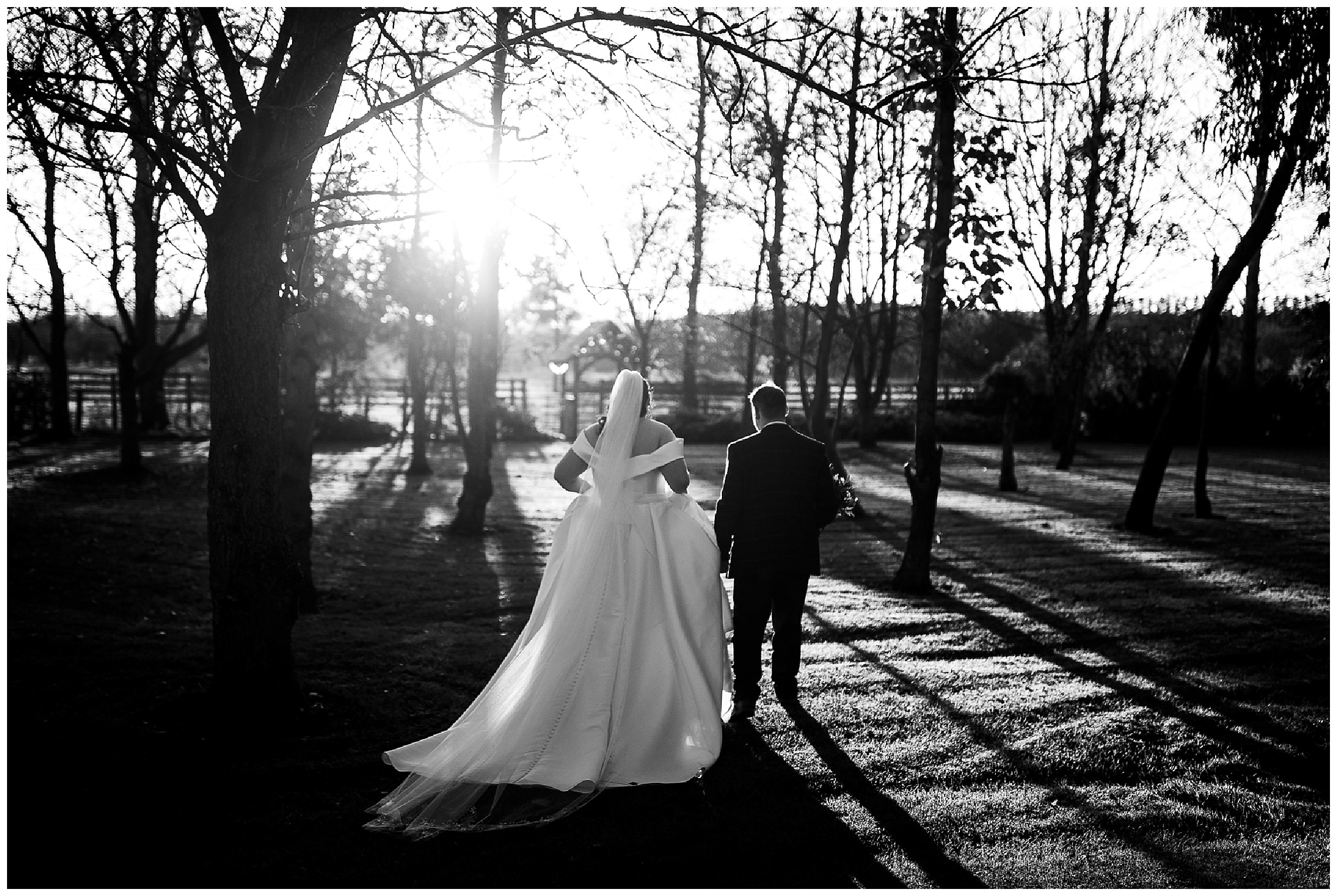 bride and groom in golden hour at tythe barn in launton