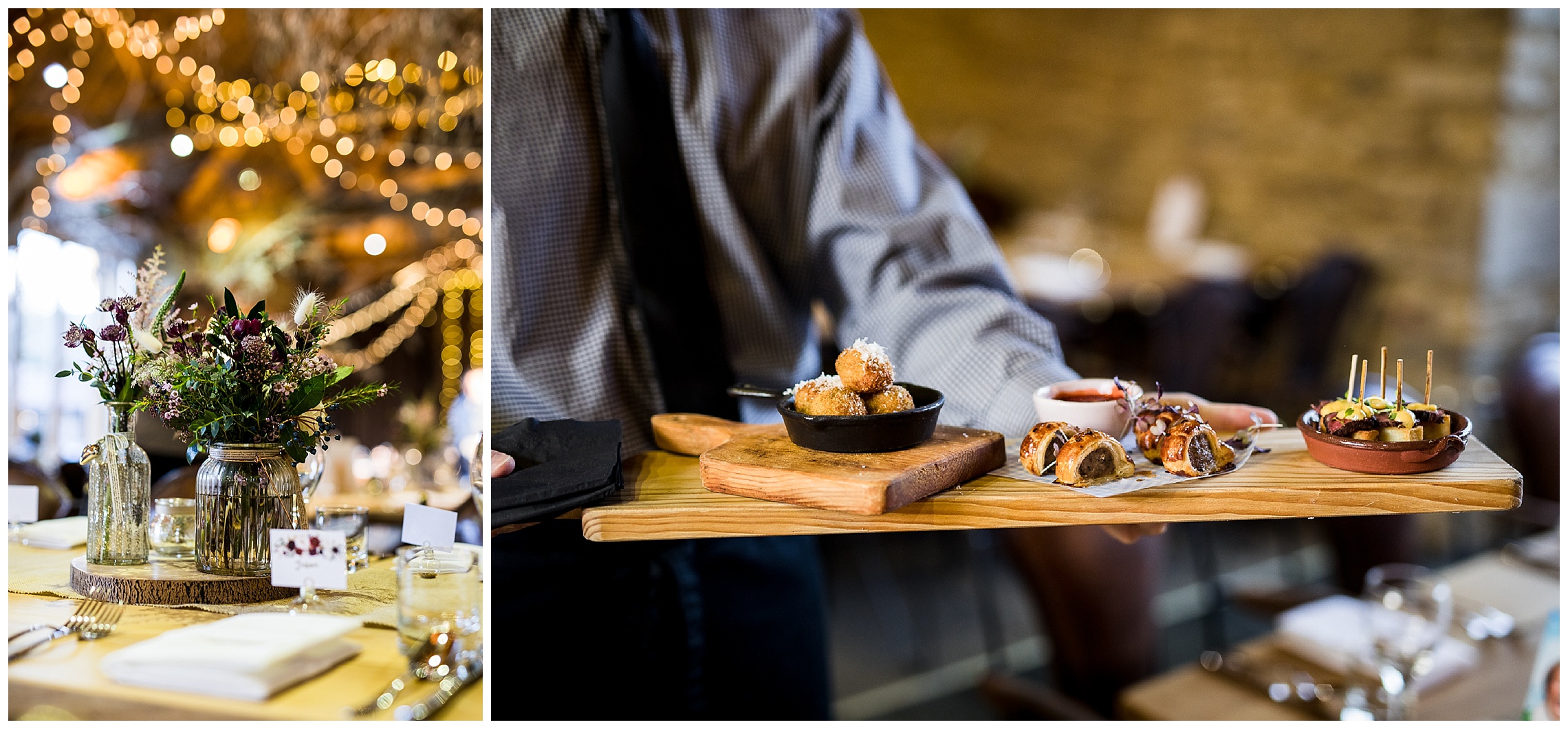 amazing wedding food canapés at tythe barn in launton