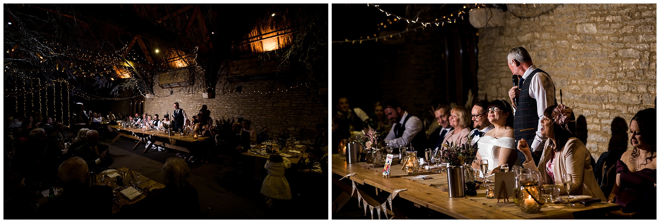 speeches in low light at tythe barn in launton