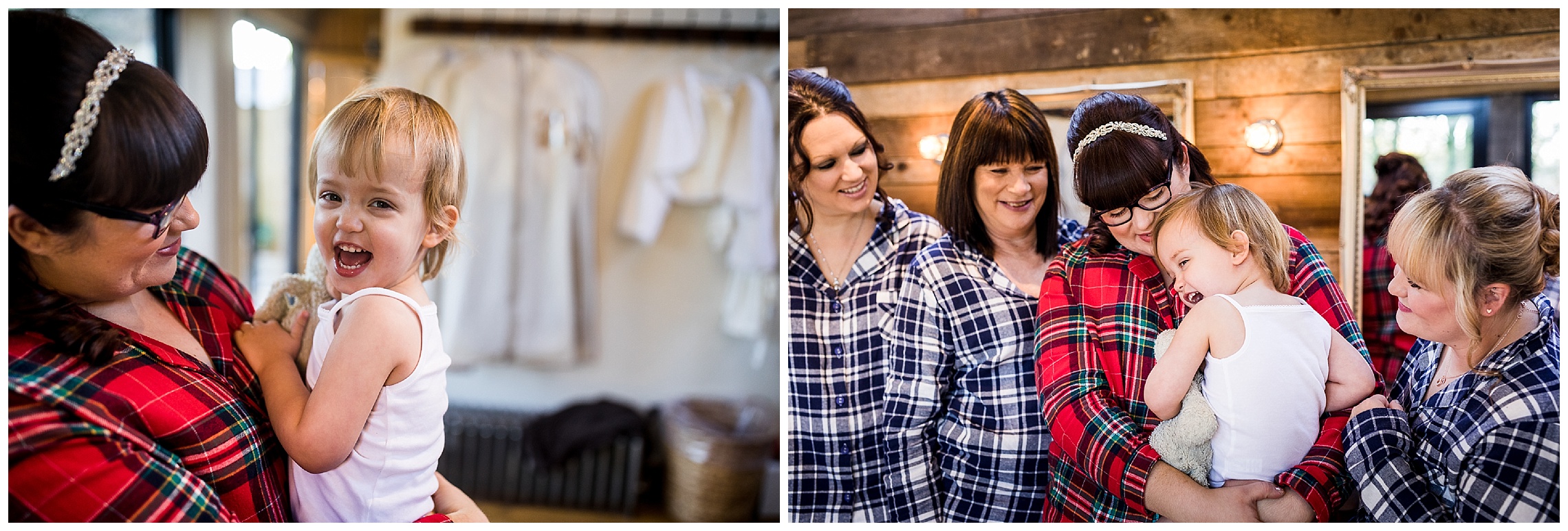 bridal party in tartan pyjamas