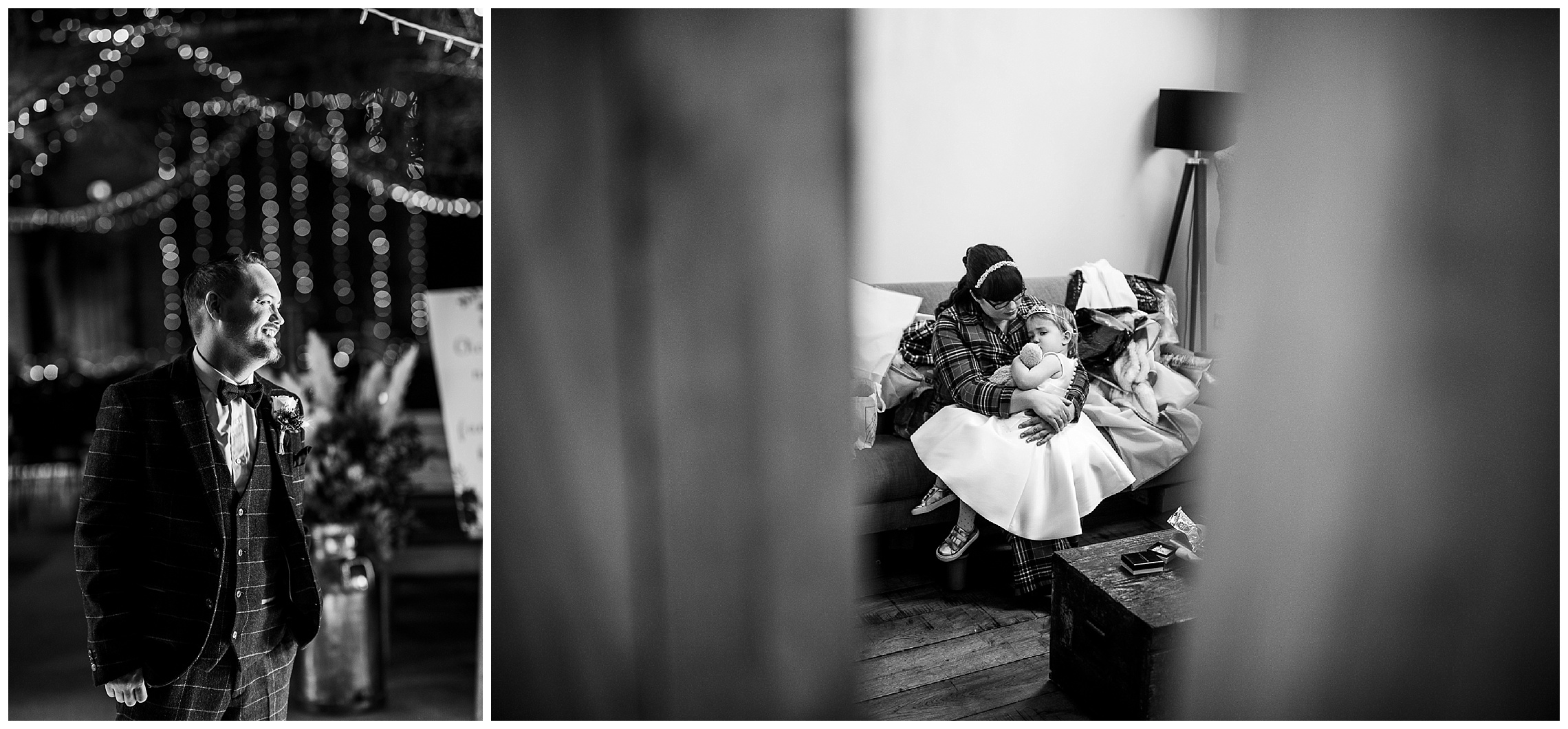 bride cuddling her daughter