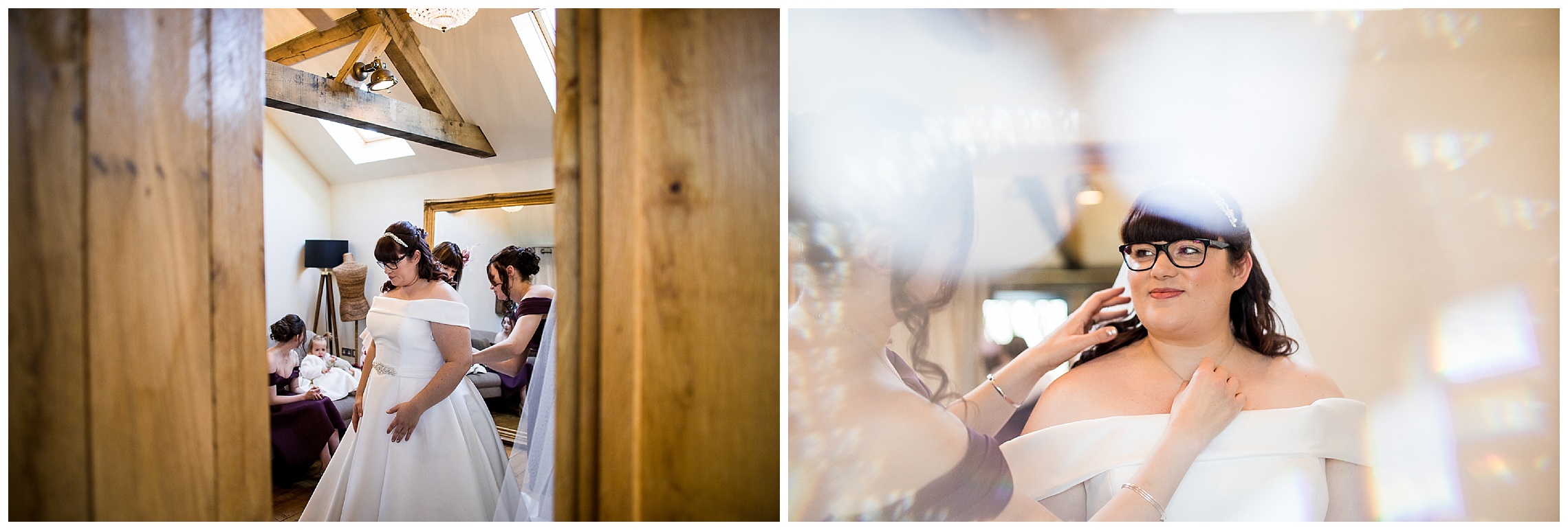 bridal prep in tythe barn in launton