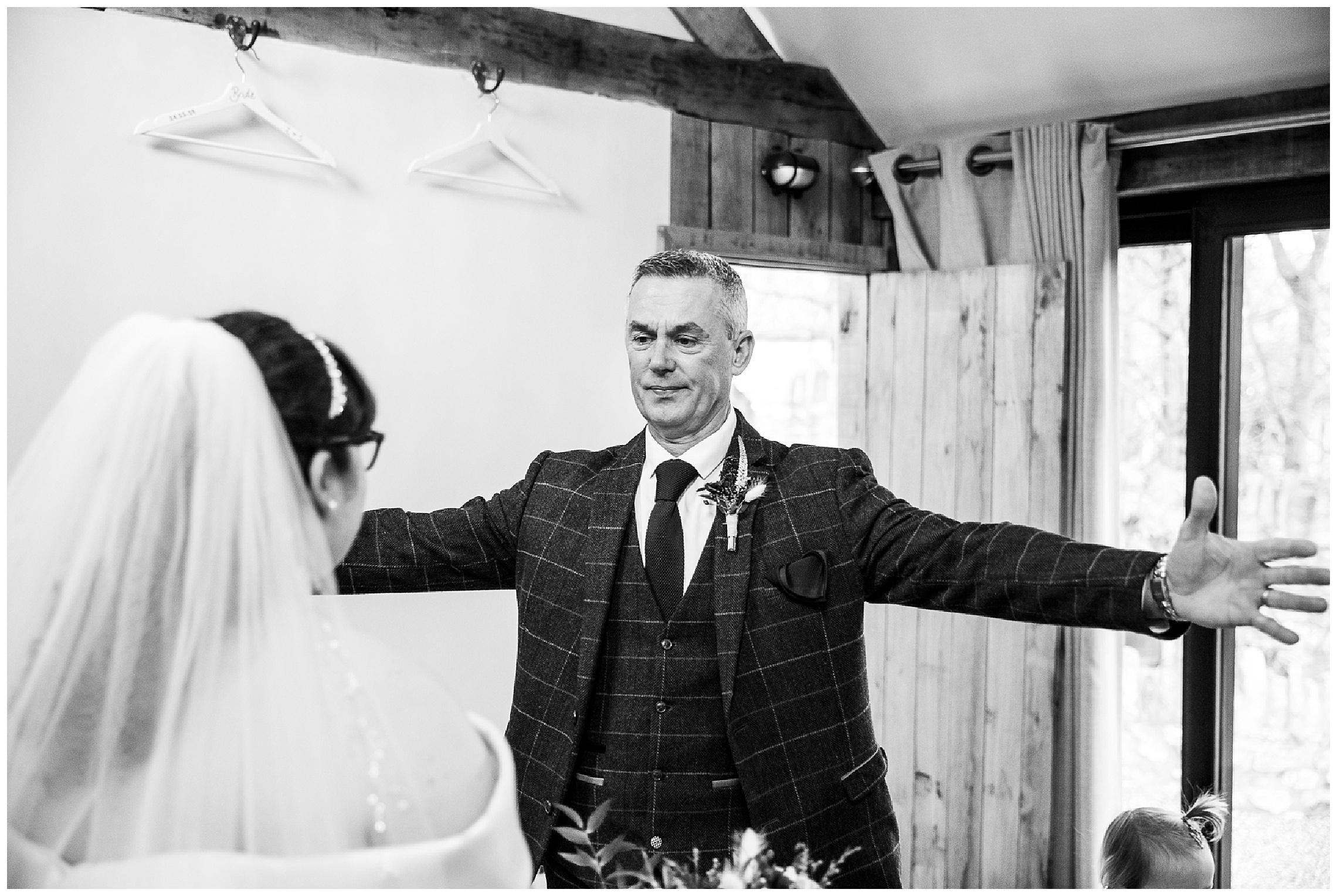 emotional dad greets his daughter as a bride