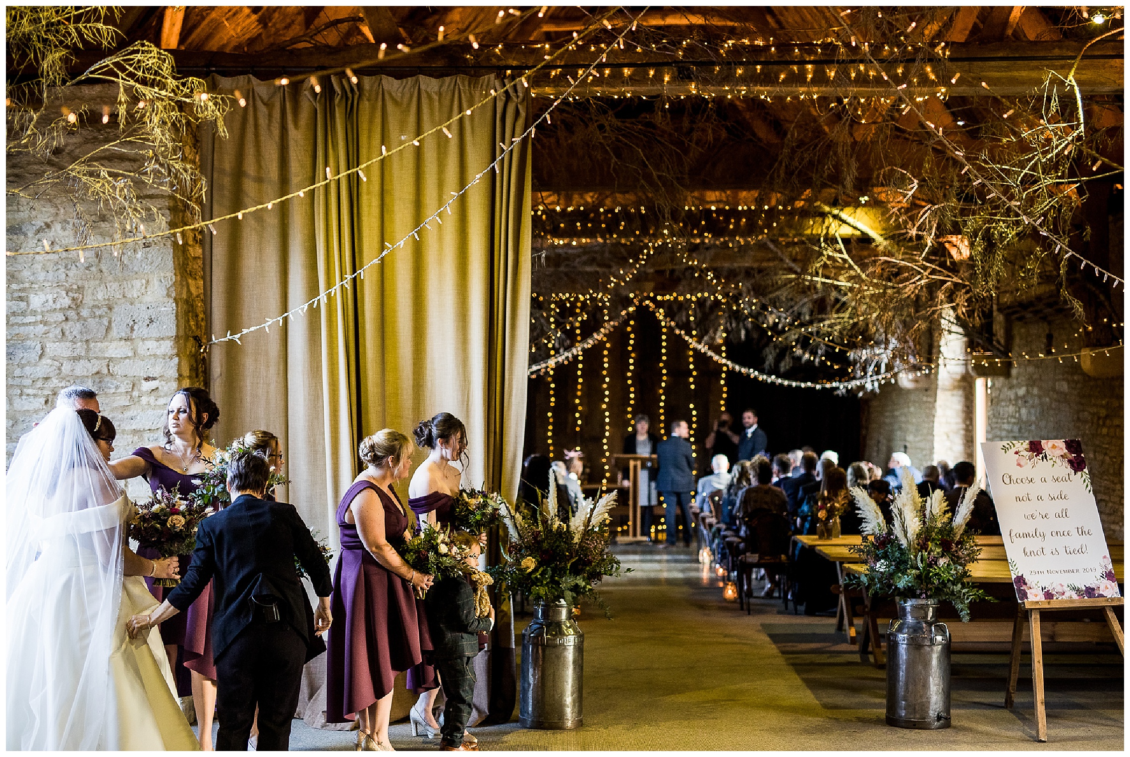 tythe barn in launton wedding ceremony in winter