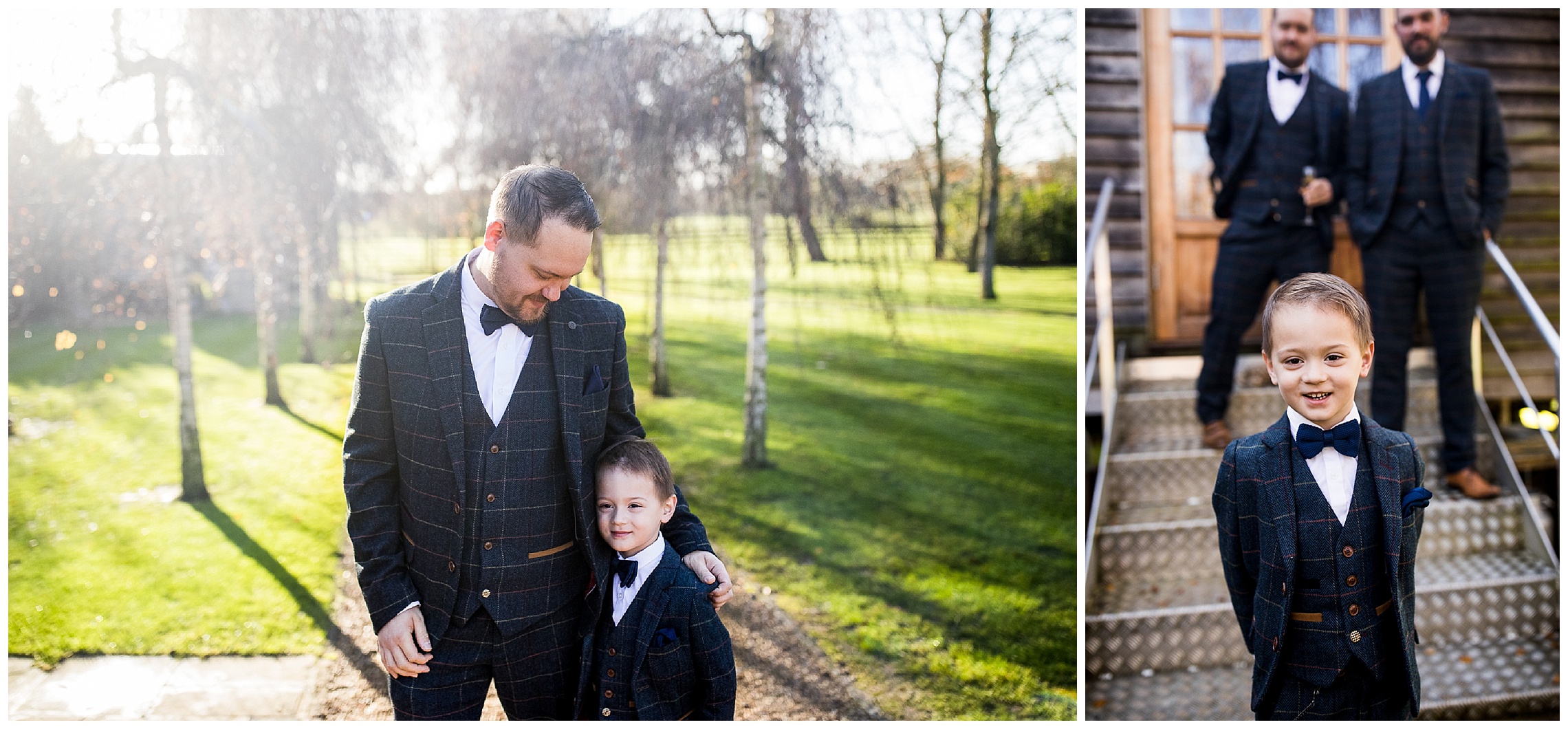 Groom in suit with his young son