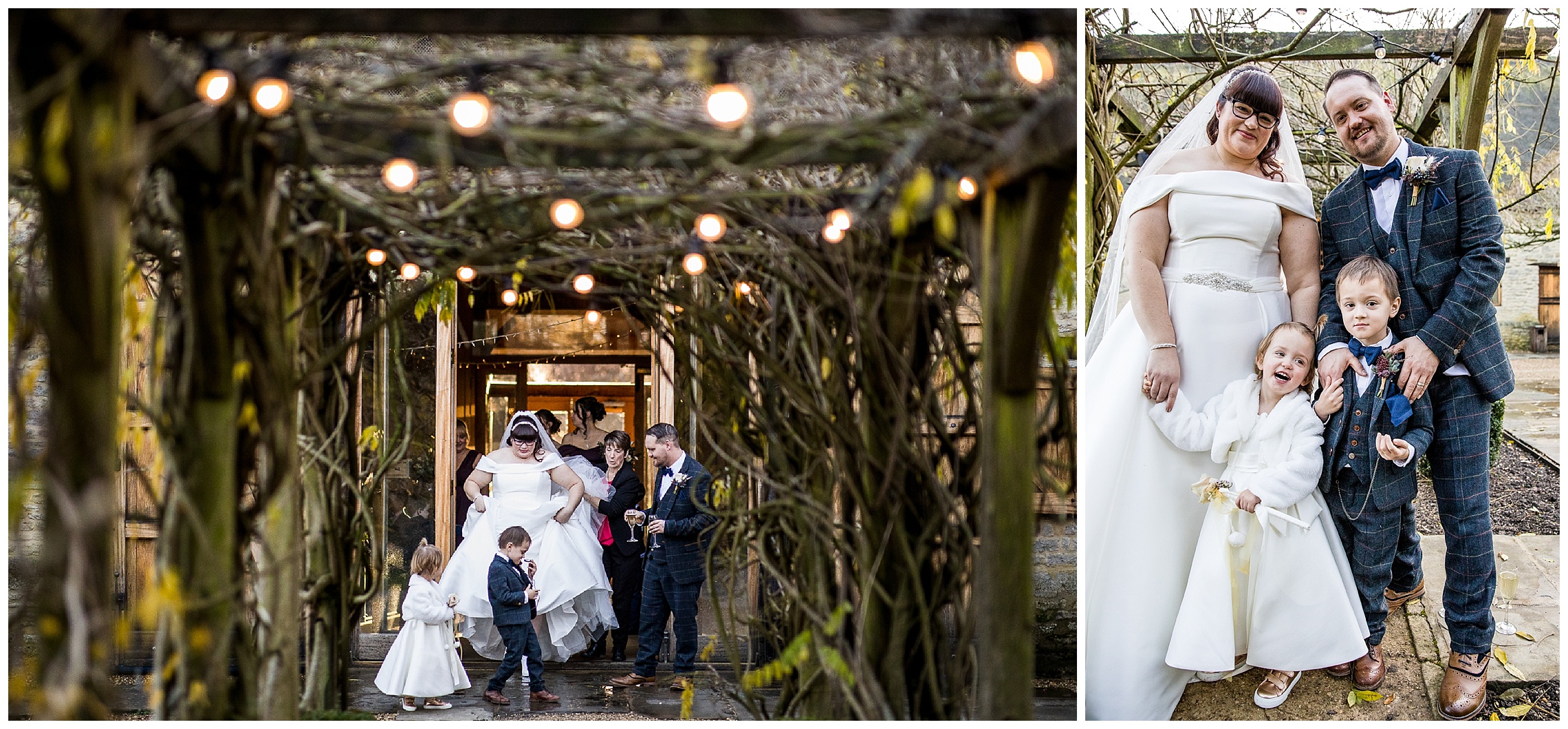 tythe barn in launton outside canopy with festoon lights