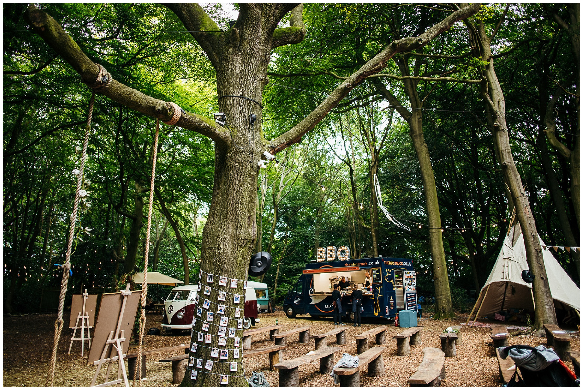 outdoor ceremony area at woodland weddings