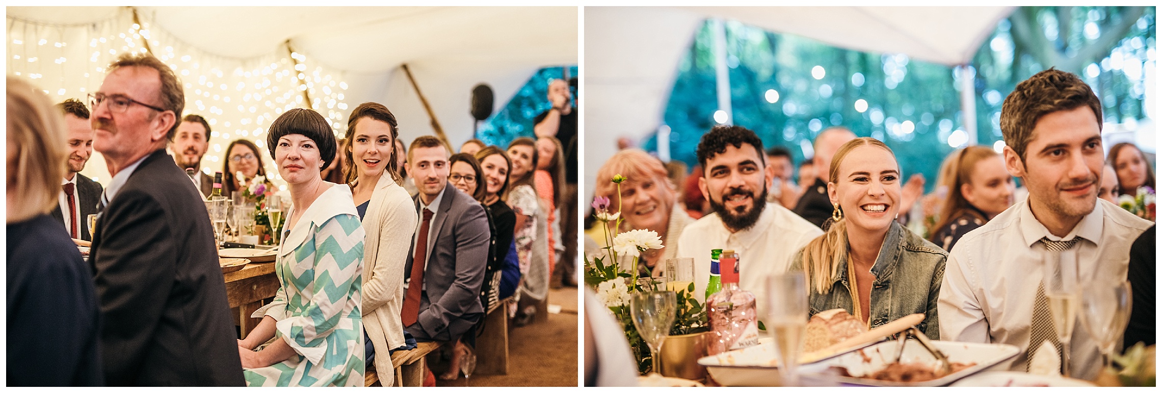 guests watch wedding speeches