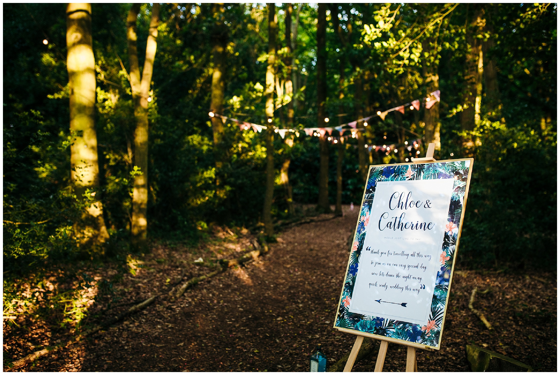 light through trees and on wedding stationary at lilas wood