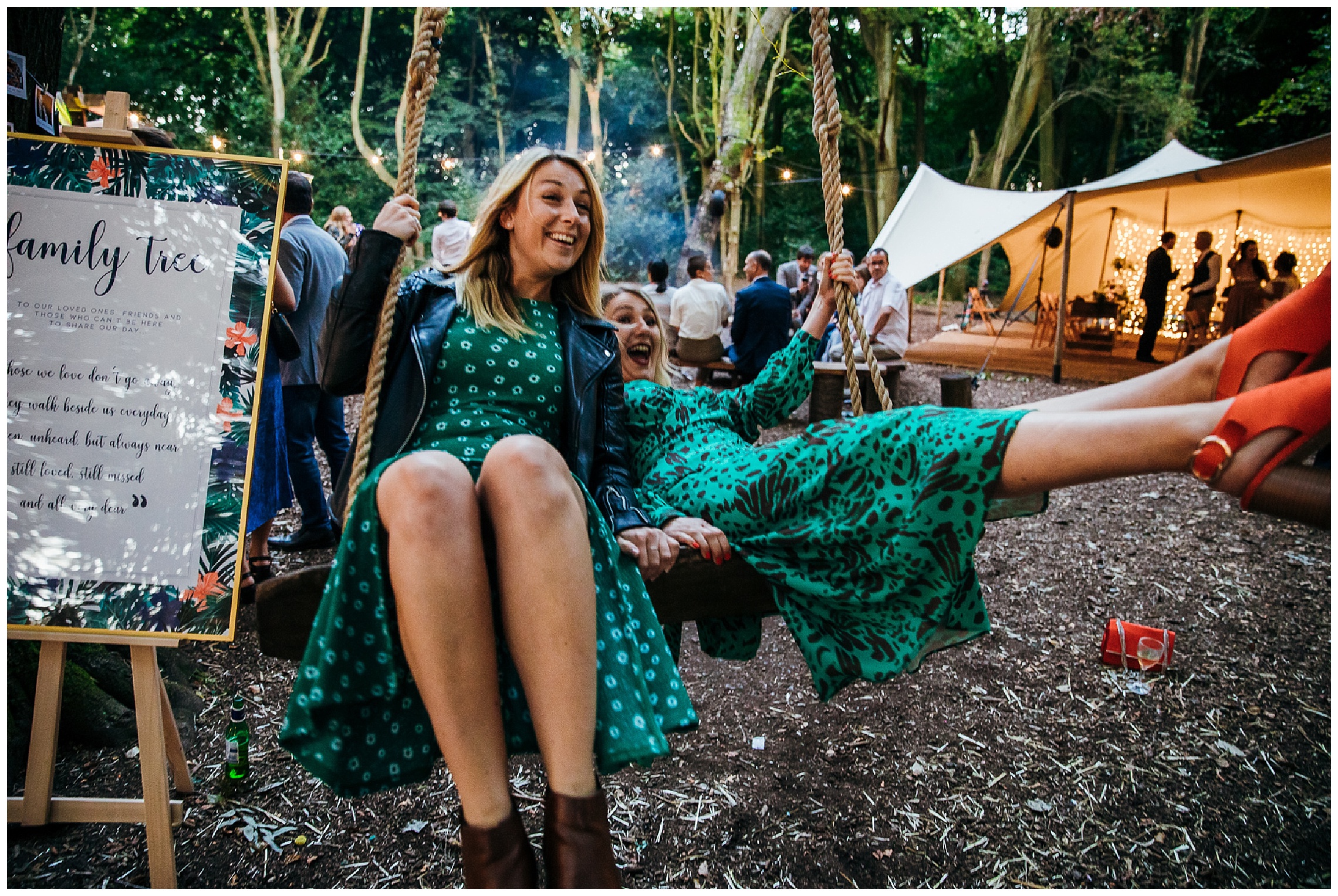 wedding guests on swing