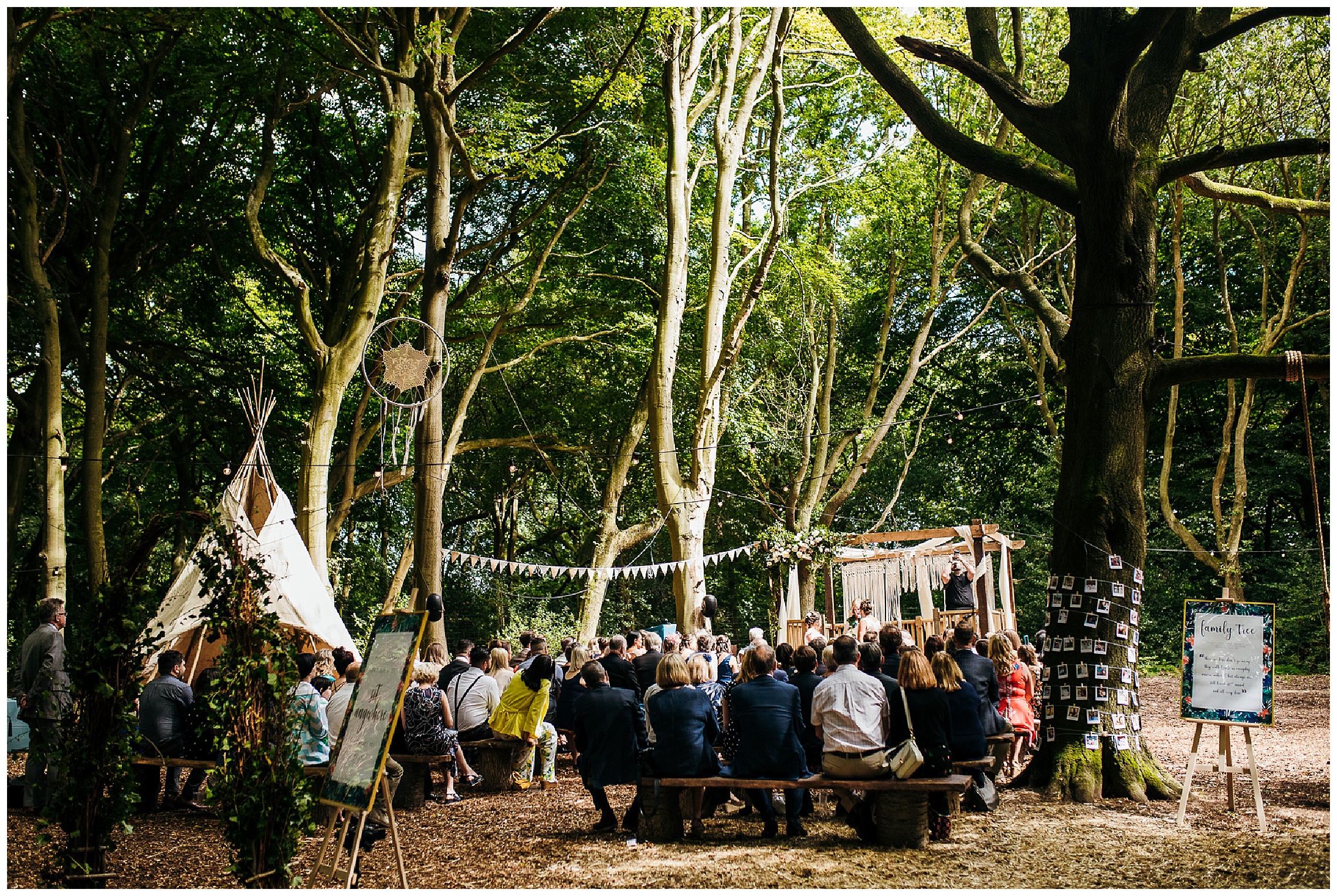 outdoor wedding at lilas wood with dreamcatchers and tipi